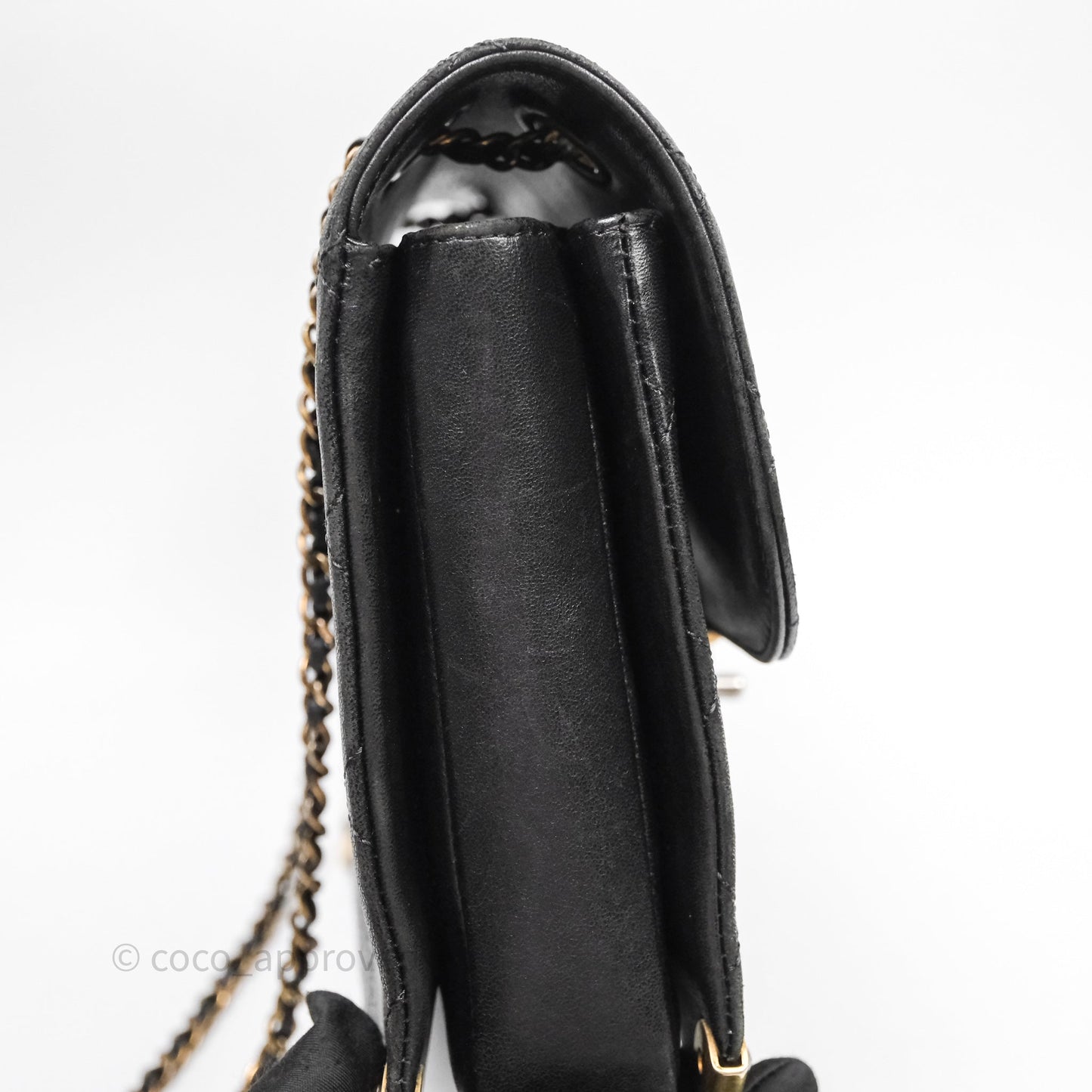 Chanel Quilted Flap Bag Black Calfskin Aged Gold Hardware
