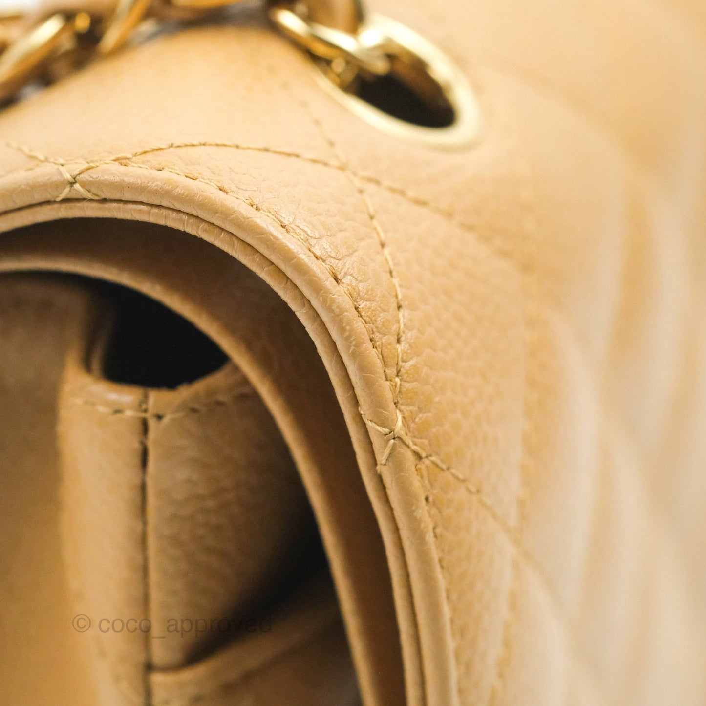 Chanel Quilted M/L Medium Flap Vintage Dark Beige Caviar 24K Gold Hardware