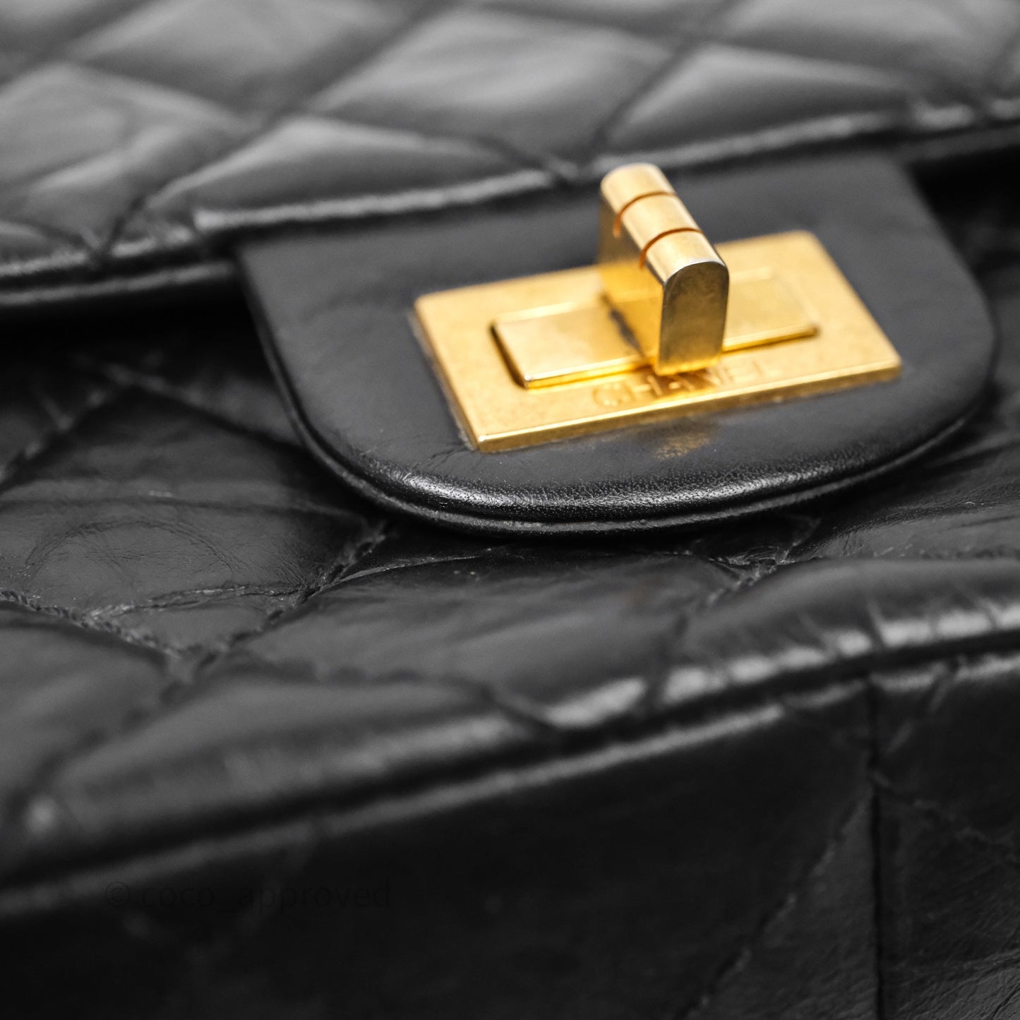 Chanel Reissue 226 Quilted Aged Calfskin Black Aged Gold Hardware