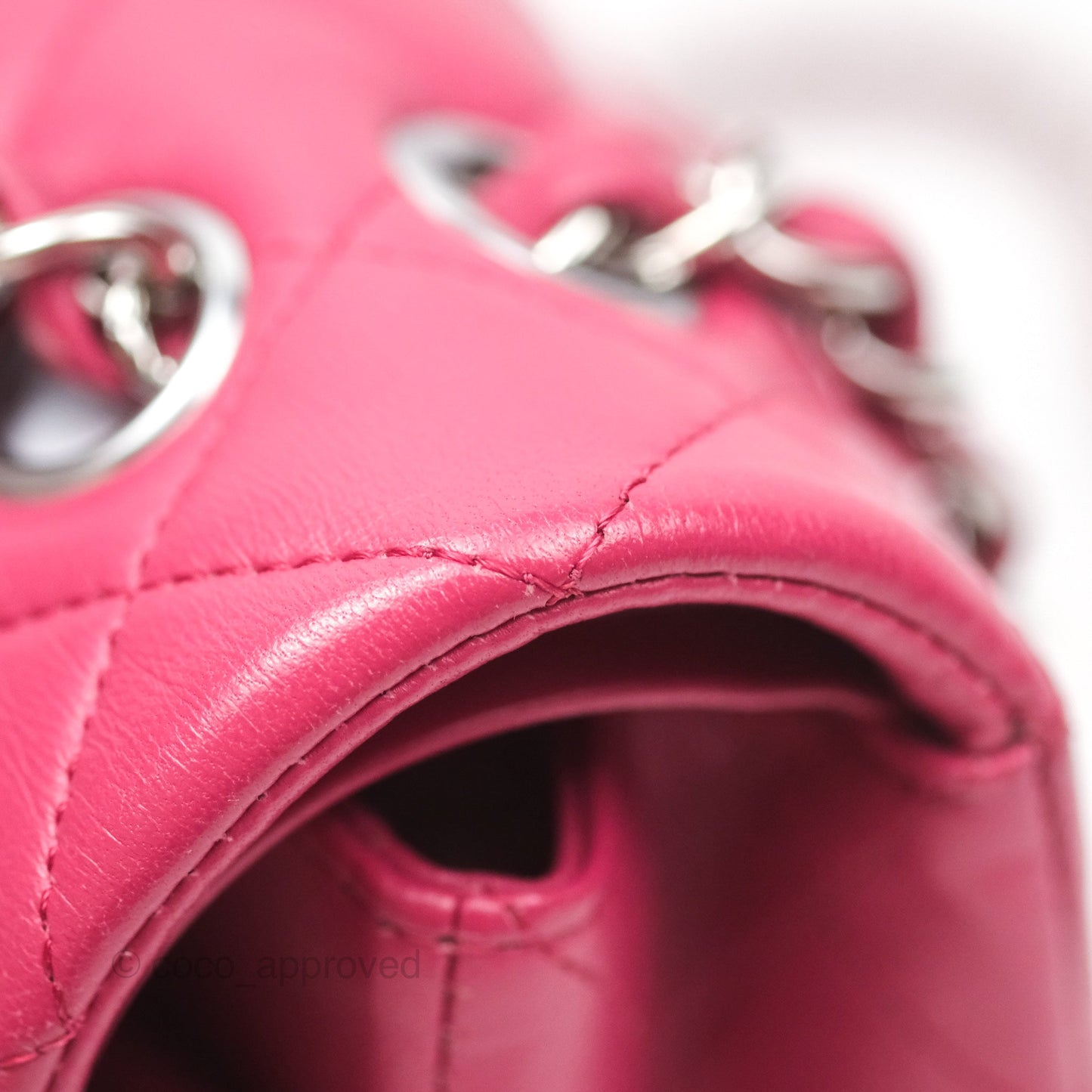 Chanel Classic M/L Medium Flap Quilted Dark Pink Lambskin Silver Hardware