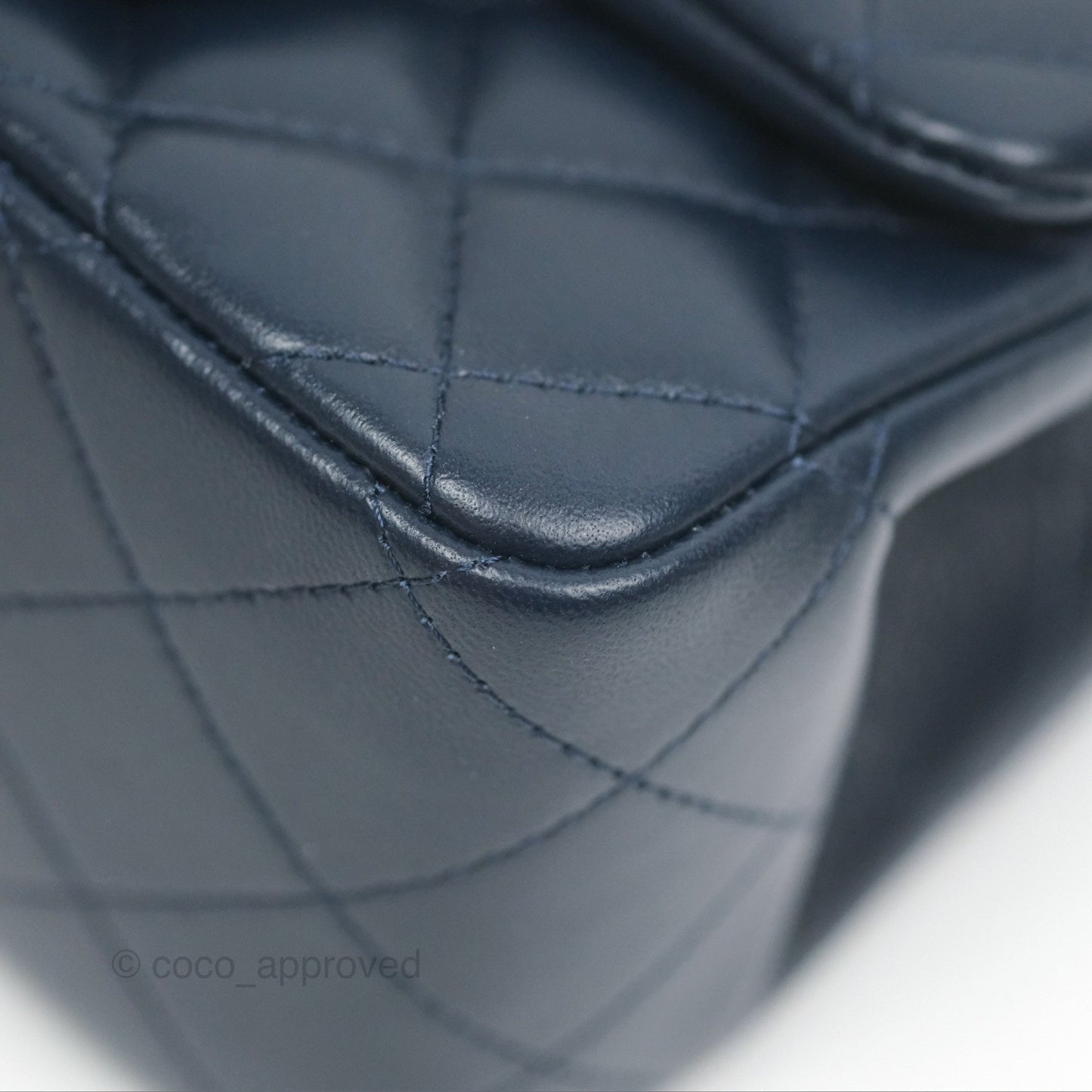 Chanel Mini Square Quilted Navy Lambskin Gold Hardware