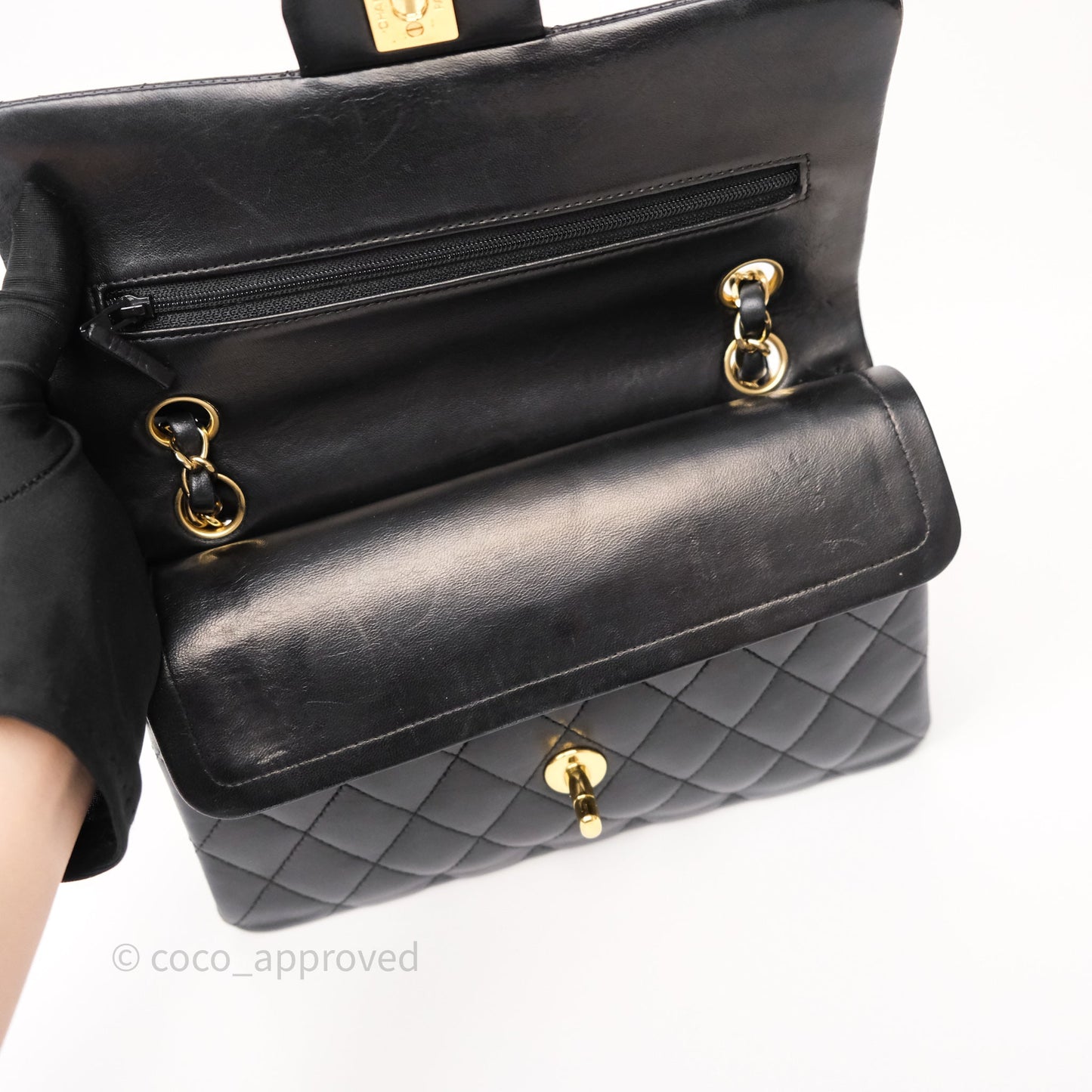 Chanel Small Classic Flap Quilted Black Lambskin Gold Hardware