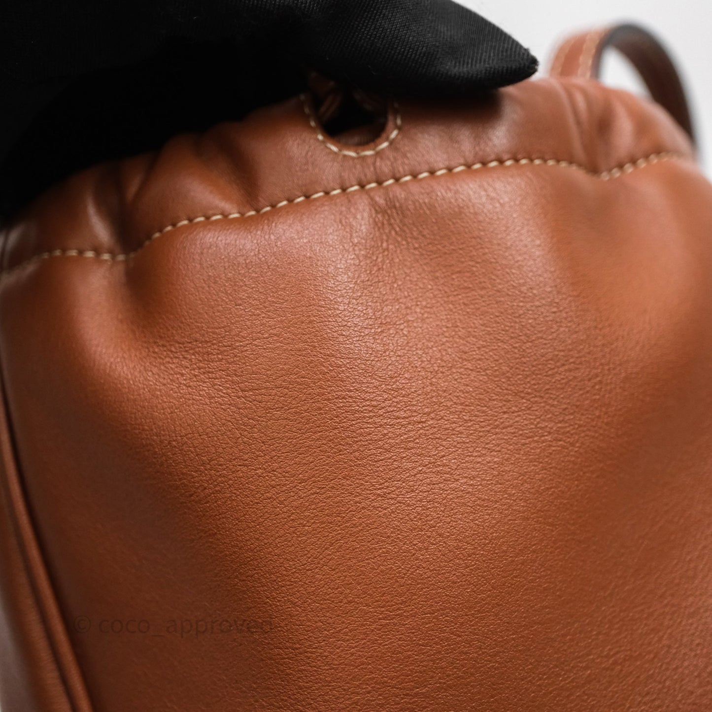 Celine Drawstring Cabas Tote Bag Triomphe in Grained Calfskin Tan