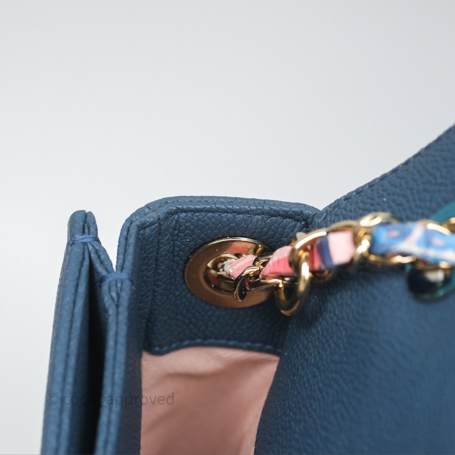 Chanel Medium Cuba Top Handle Flap Bag Blue Caviar Gold Hardware