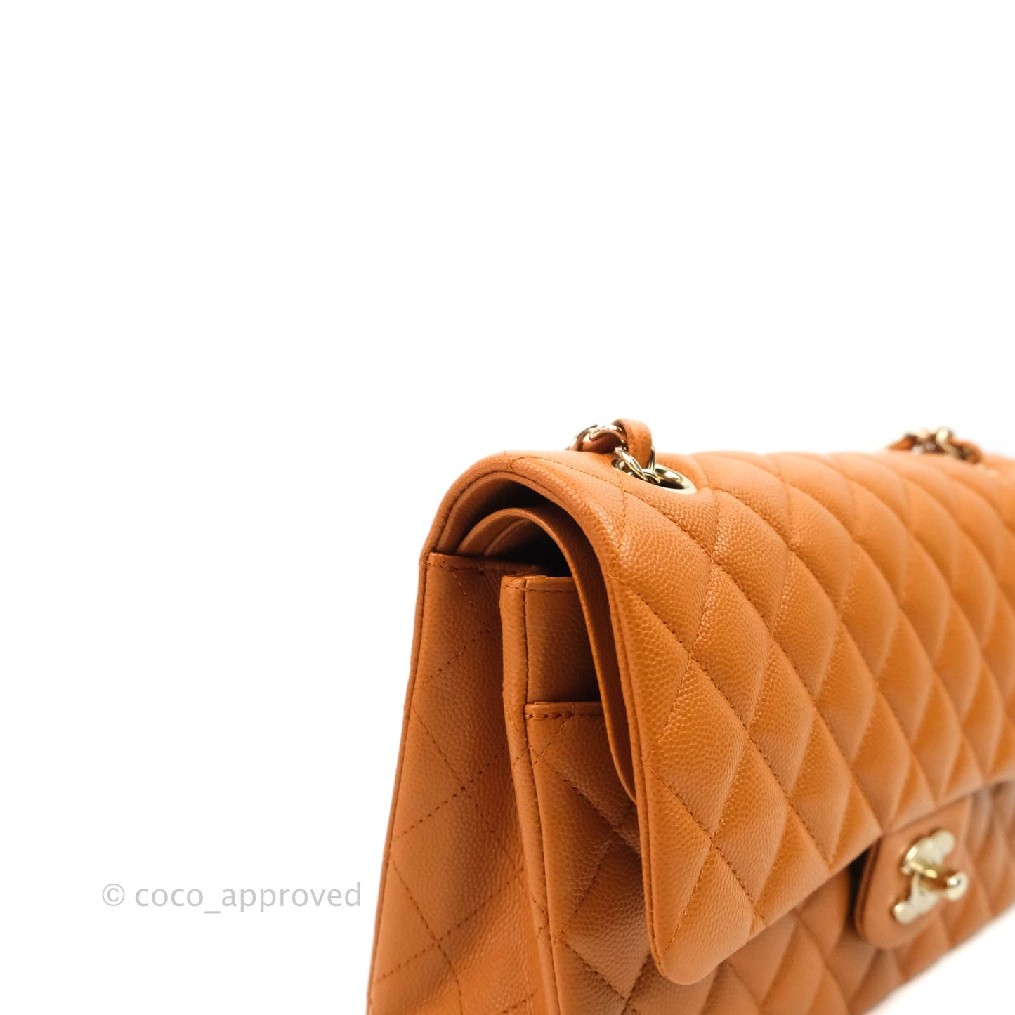 Chanel Classic M/L Medium Double Flap Caramel Caviar Gold Hardware 21A
