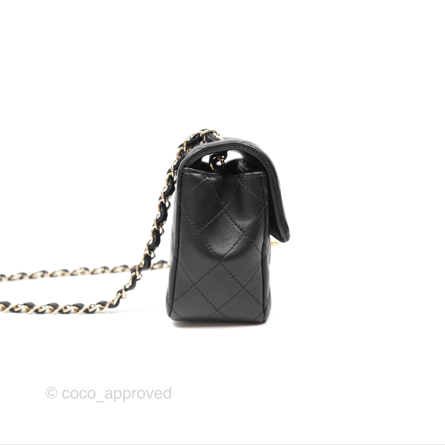 Chanel Quilted Mini Rectangular Black Lambskin Gold Hardware