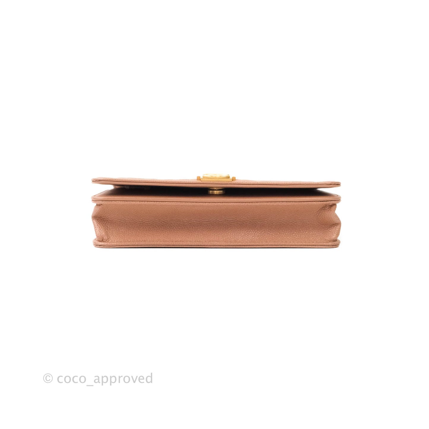 Chanel Chevron Boy Wallet on Chain WOC Dark Beige Caviar Antique Gold Hardware