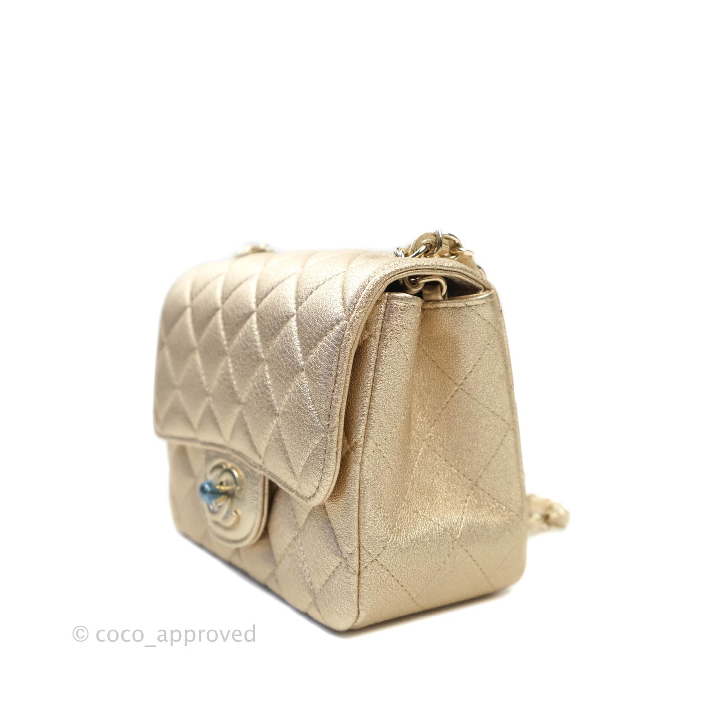 Chanel Classic Quilted Mini Square Gold Lambskin Gold Hardware 21P
