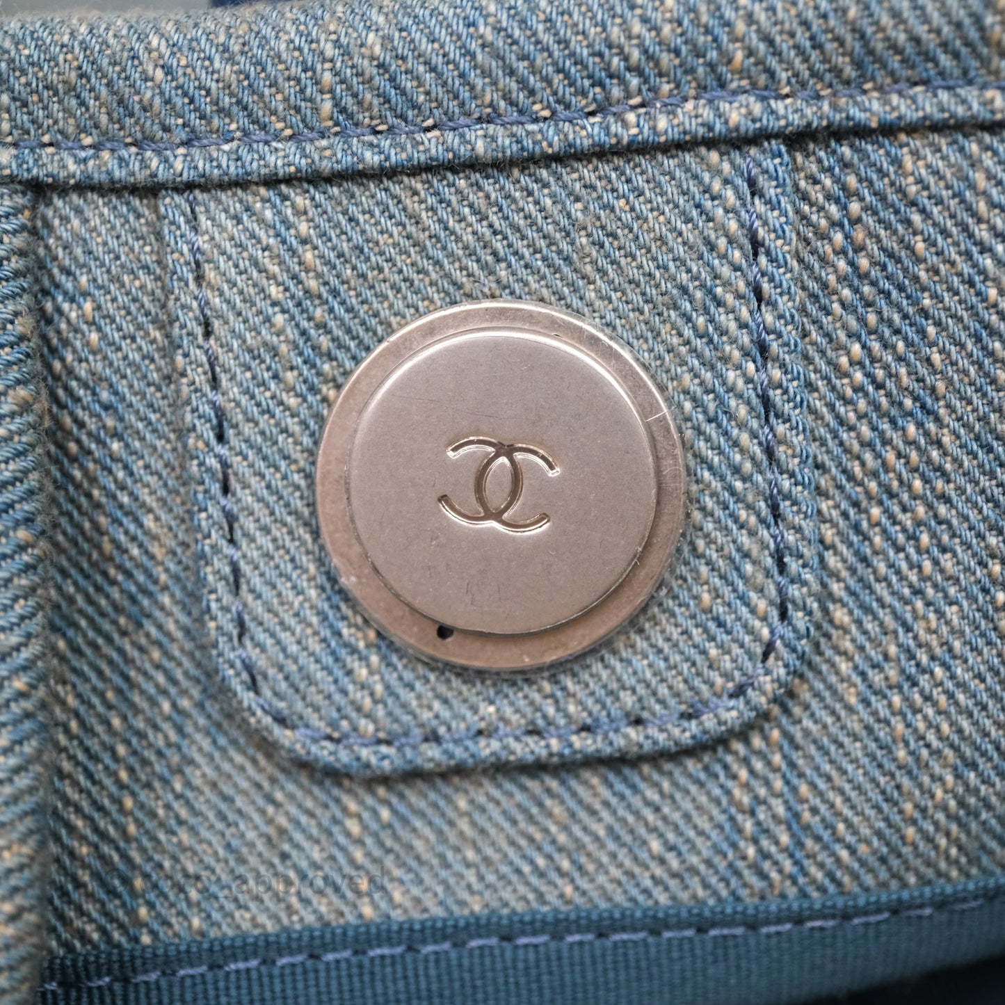 Chanel Large Deauville Tote Blue Washed Denim Matte Silver
