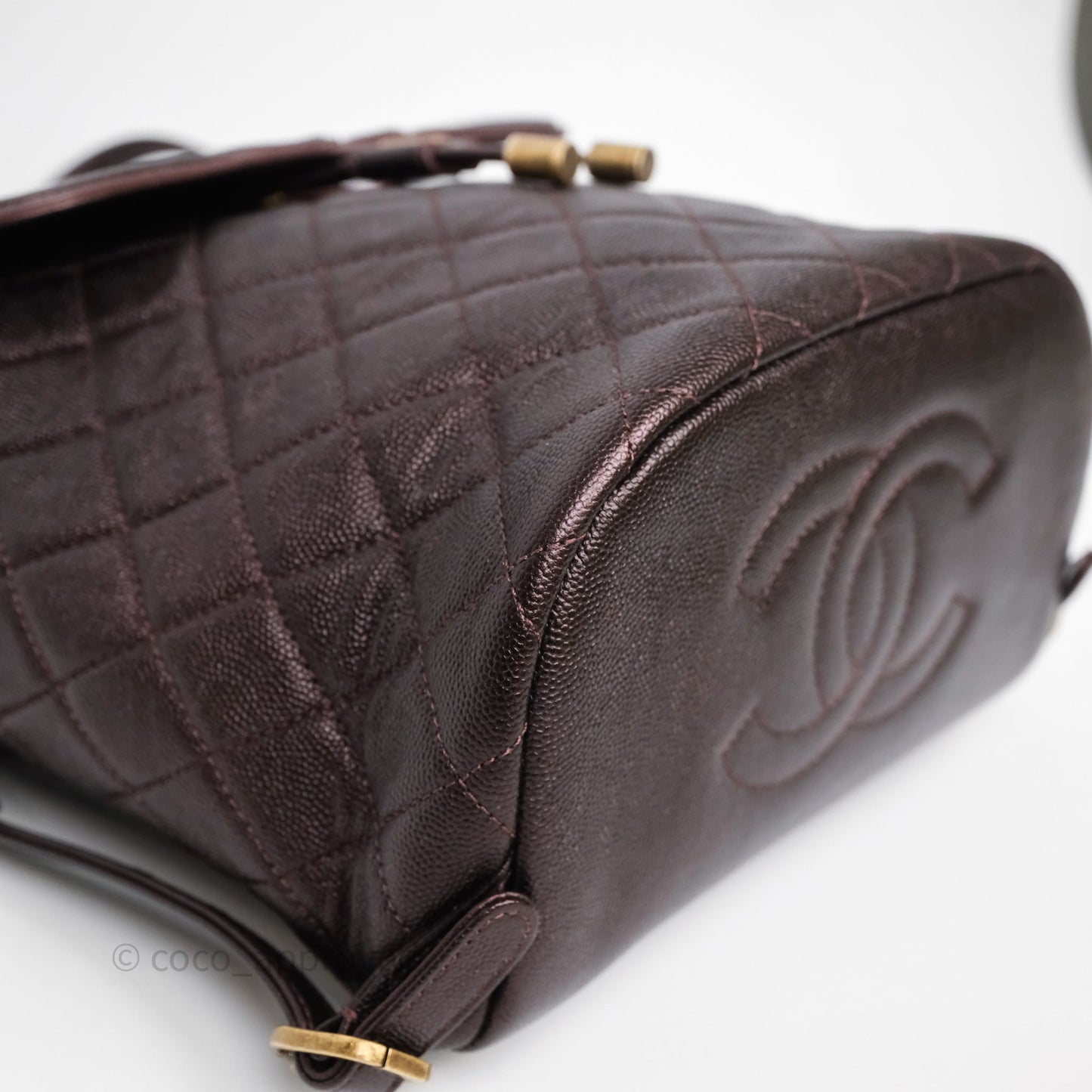 Chanel Quilted Filigree Backpack Iridescent Burgundy Caviar Aged Gold Hardware