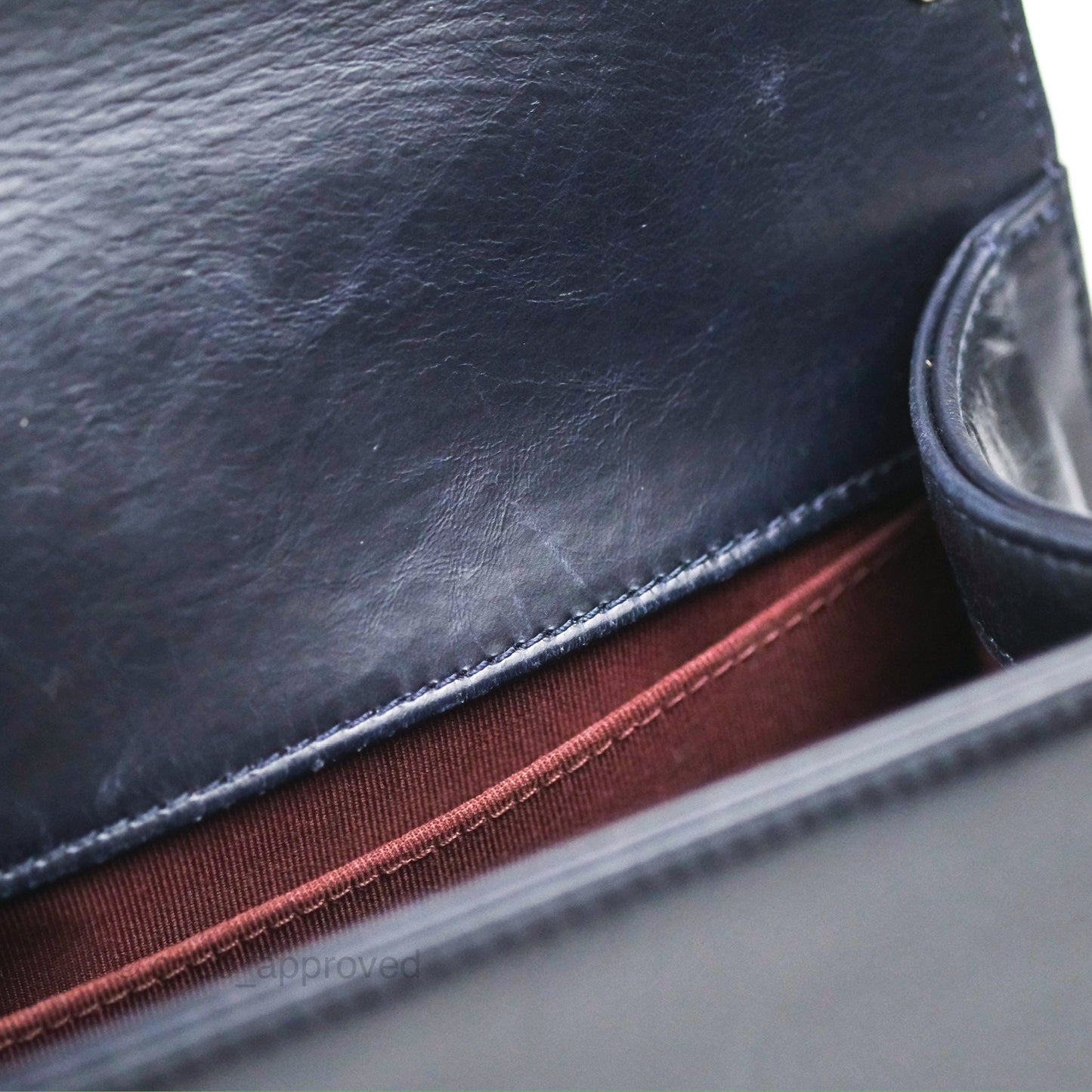 Chanel Small Chain Around Boy Dark Navy Glazed Calfskin Ruthenium Hardware
