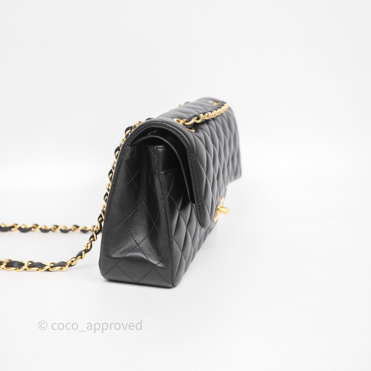 Chanel Small Classic Flap Quilted Black Lambskin Gold Hardware