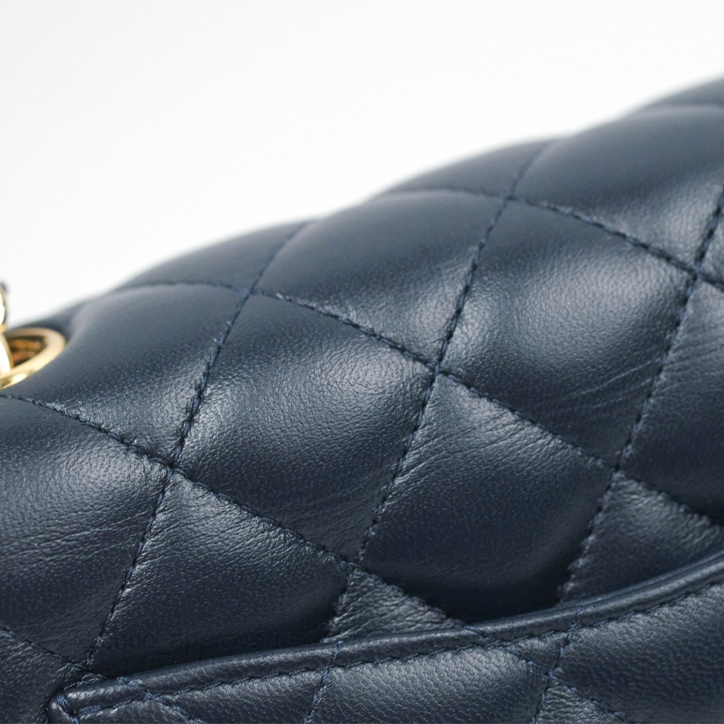 Chanel Mini Square Quilted Navy Lambskin Gold Hardware