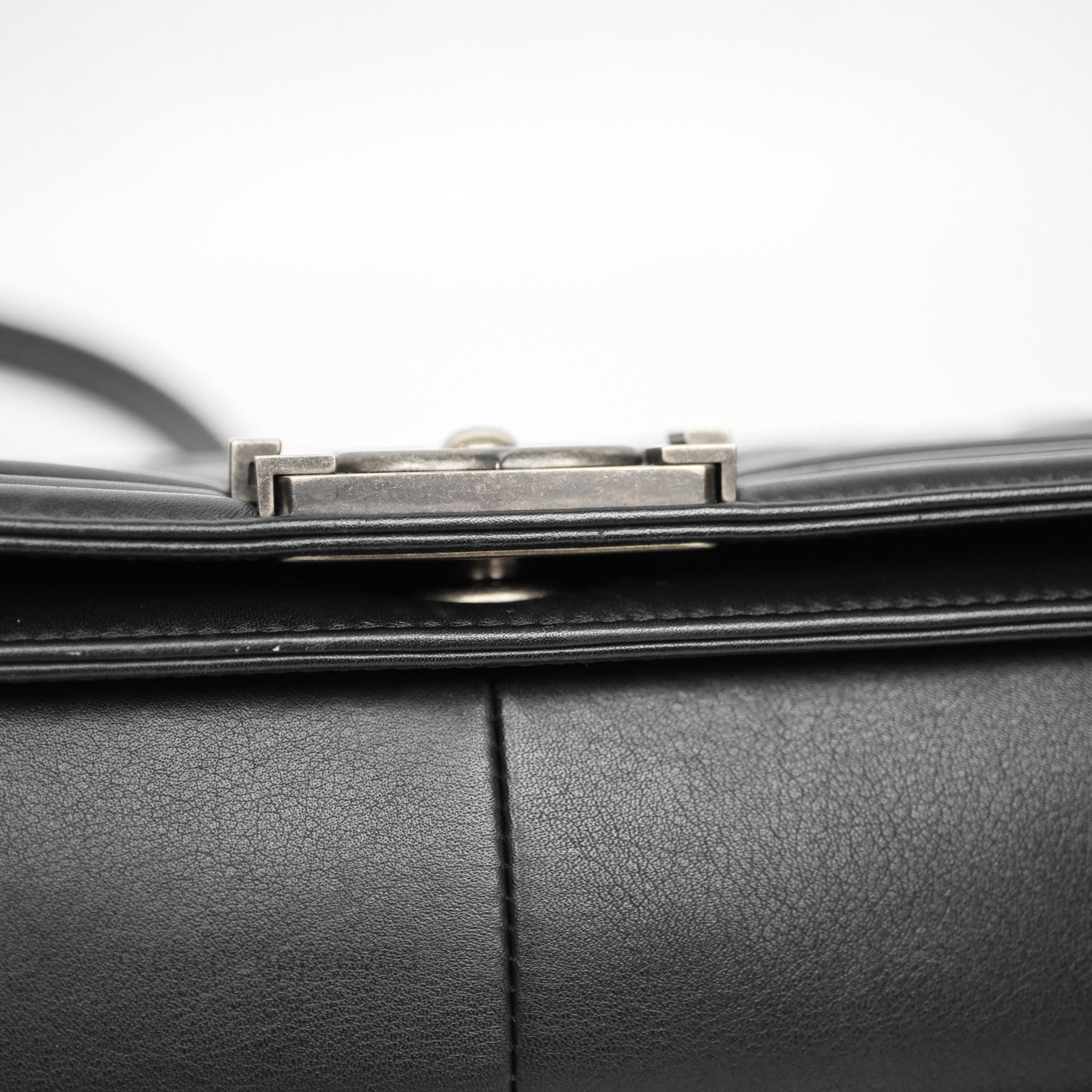 Chanel Quilted Medium Boy Black Calfskin Ruthenium Hardware