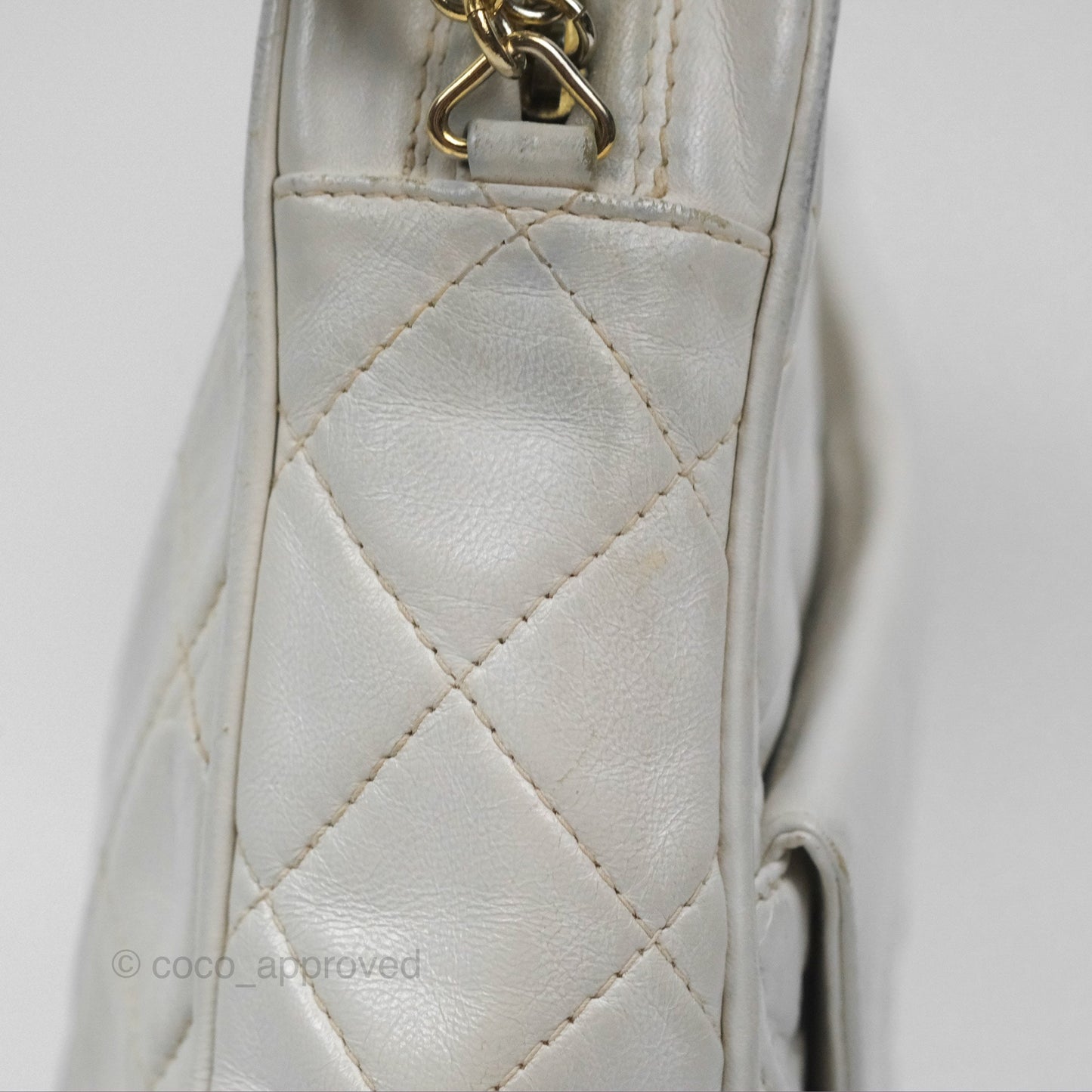 Chanel Vintage Small Camera Bag White Lambskin Gold Hardware