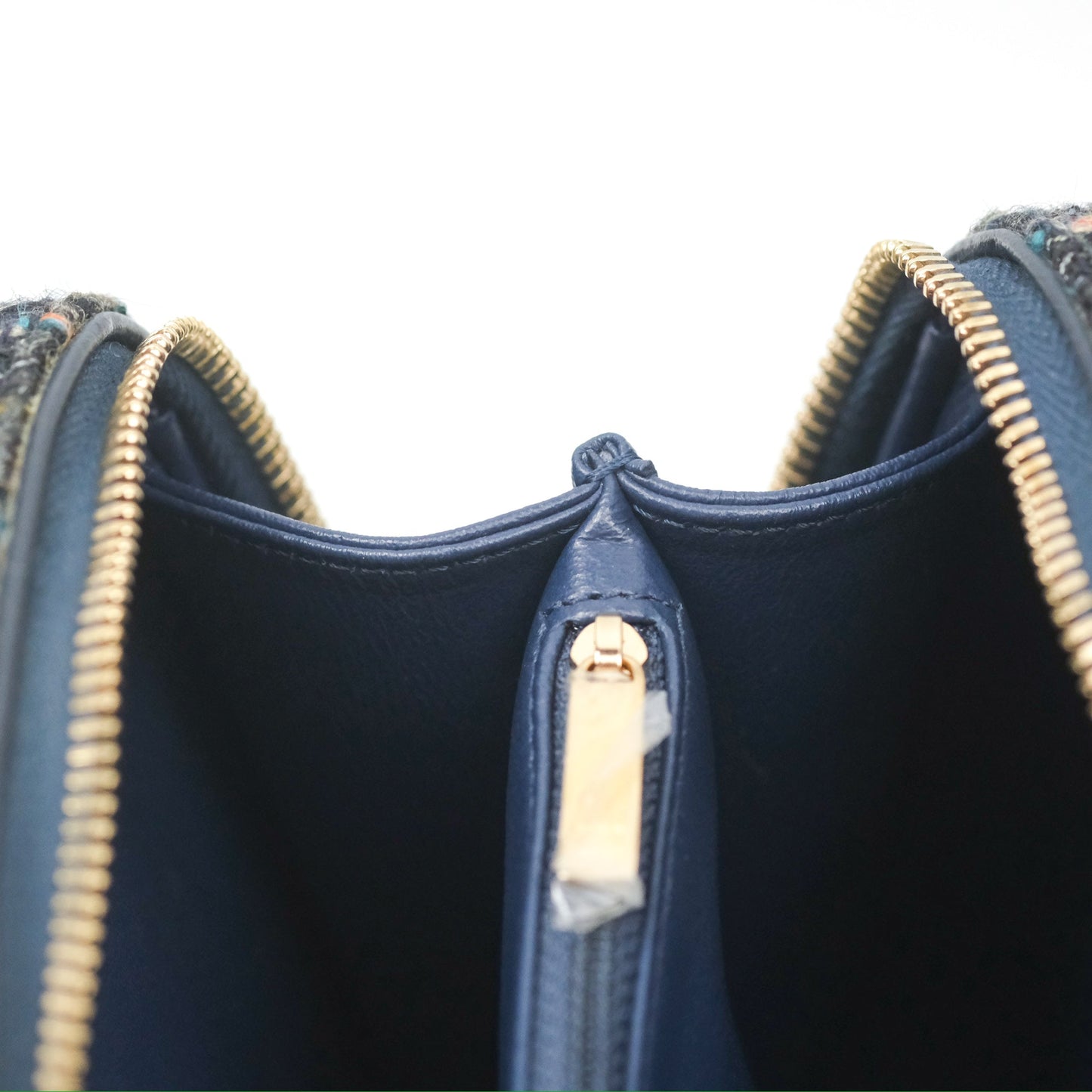 Chanel Quilted Medium CC Filigree Vanity Case Navy Tweed Python