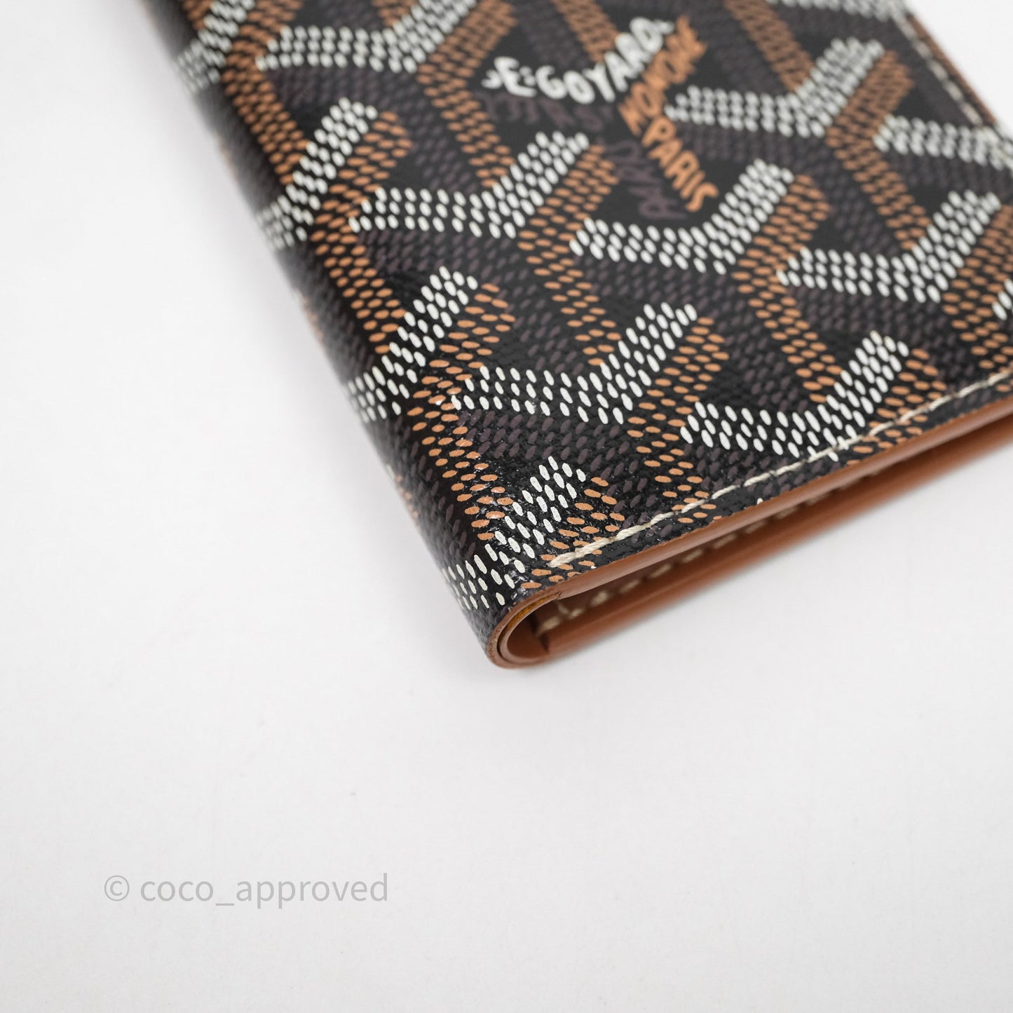 Goyard Saint Pierre Card Wallet Black/ Tan Goyardine