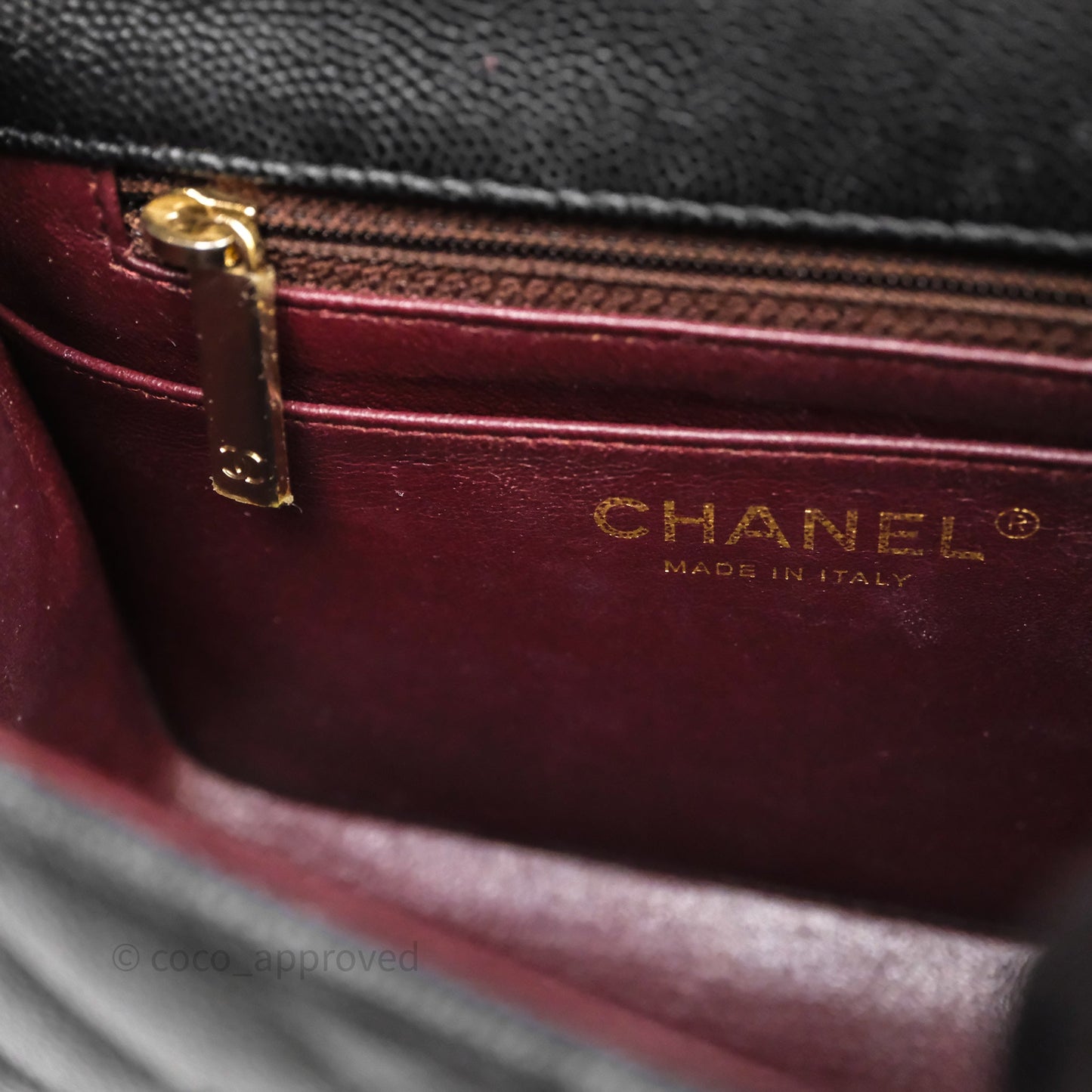 Chanel Mini Square Quilted Black Caviar Gold Hardware