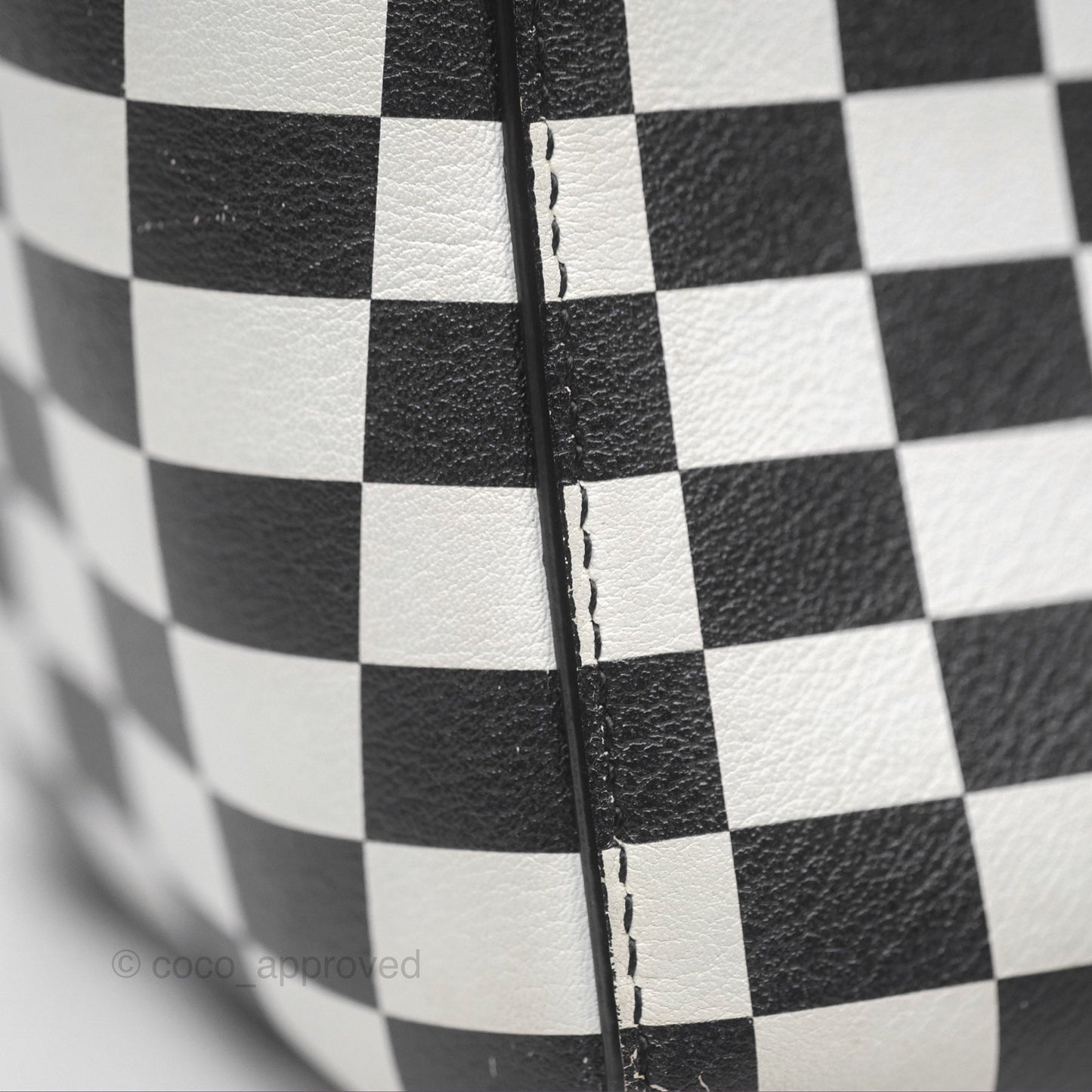 Christian Dior Medium Lady Dior Checkered Black/ White Calfskin