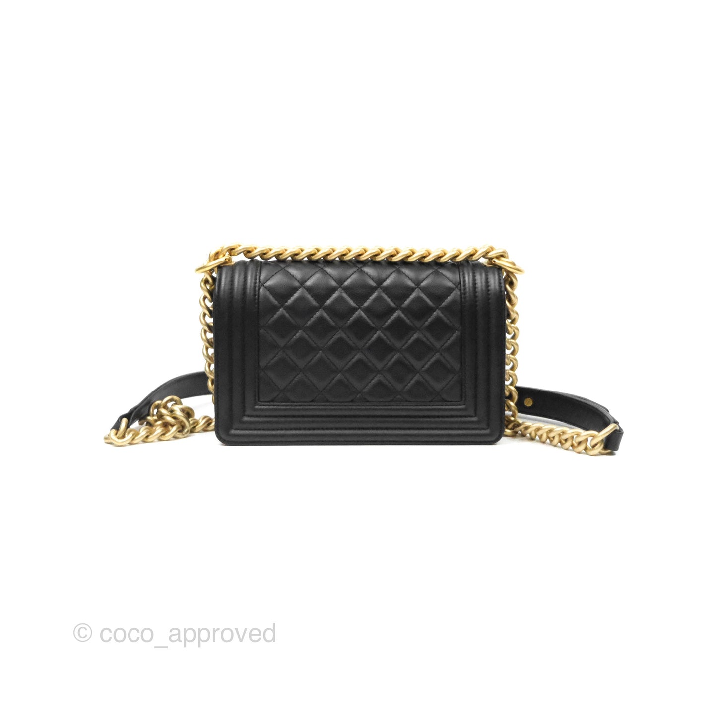 Chanel Small Boy Black Calfskin Gold Hardware