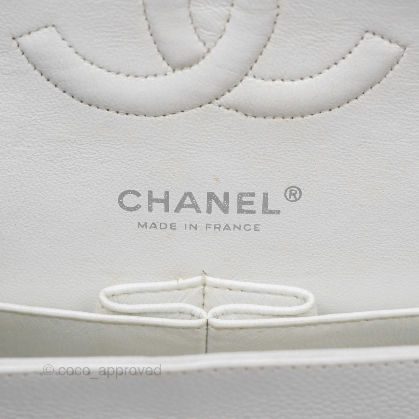 Chanel Classic M/L Medium Double Flap White Caviar Silver Hardware