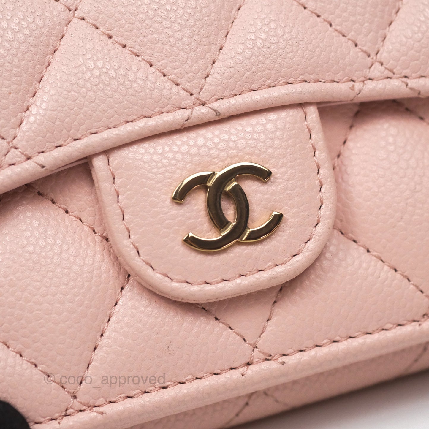 Chanel Quilted Small Classic Flap Trifold Wallet Pink Caviar Gold Hardware
