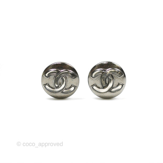 Chanel CC Round Earrings Ruthenium Tone 18K