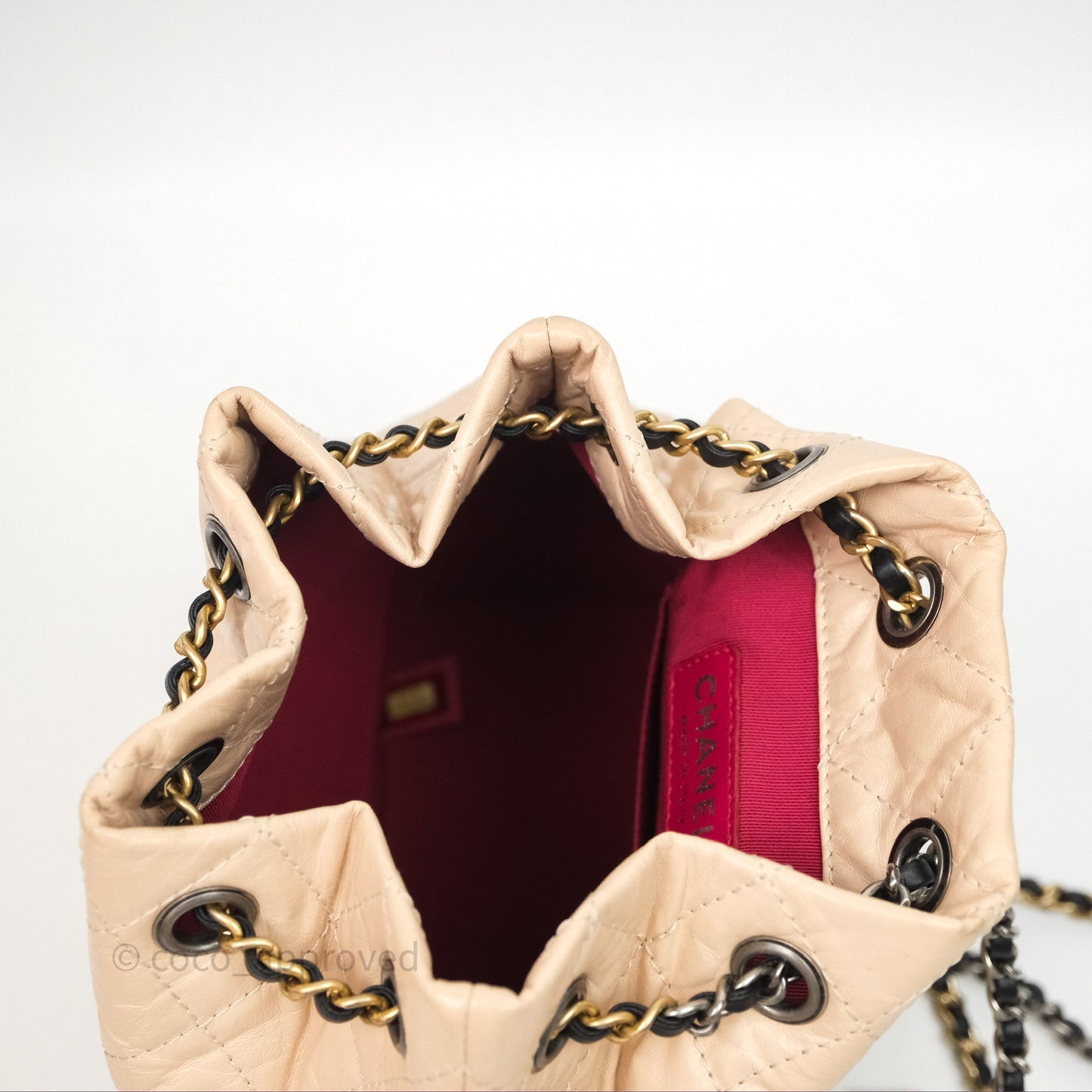 Chanel Quilted Small Gabrielle Backpack Black/Beige Aged Calfskin