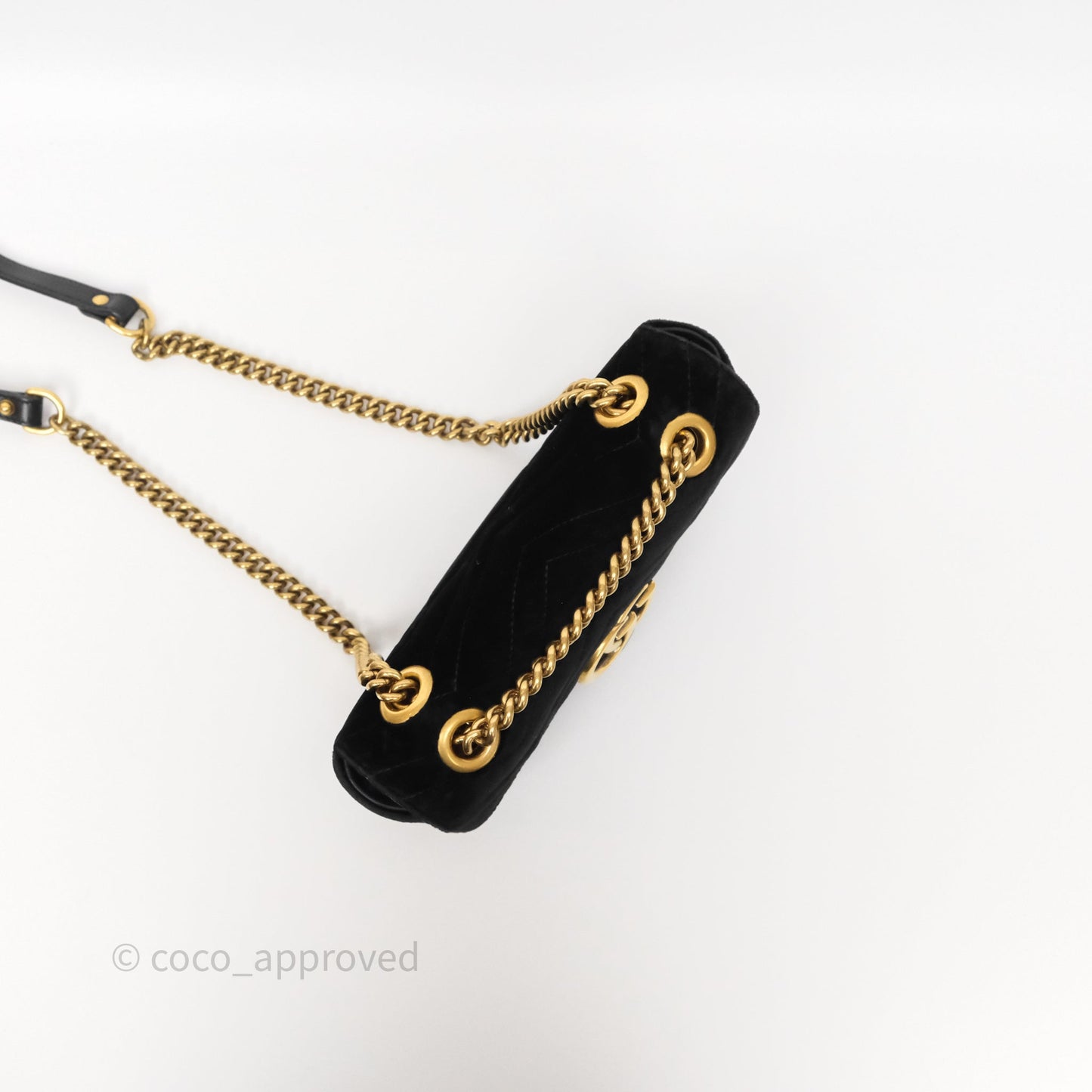 Gucci Mini Marmont Velvet Black Aged Gold Hardware