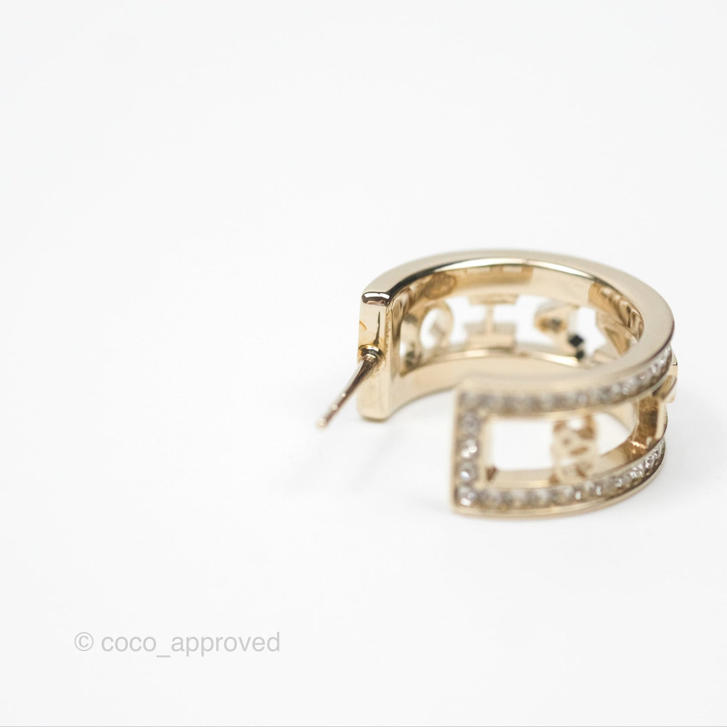 Chanel Logo Crystal Hoop Earrings Gold Hardware 21V
