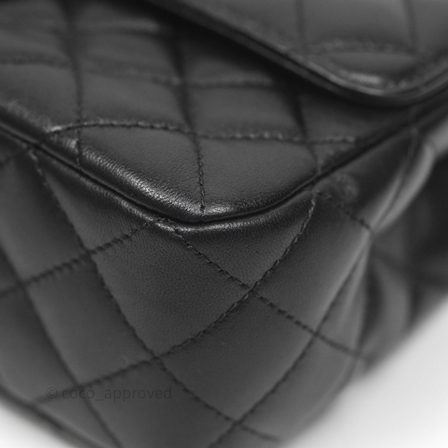 Chanel Logo Top Handle Small Flap Bag Black Lambskin Gold Hardware 24C