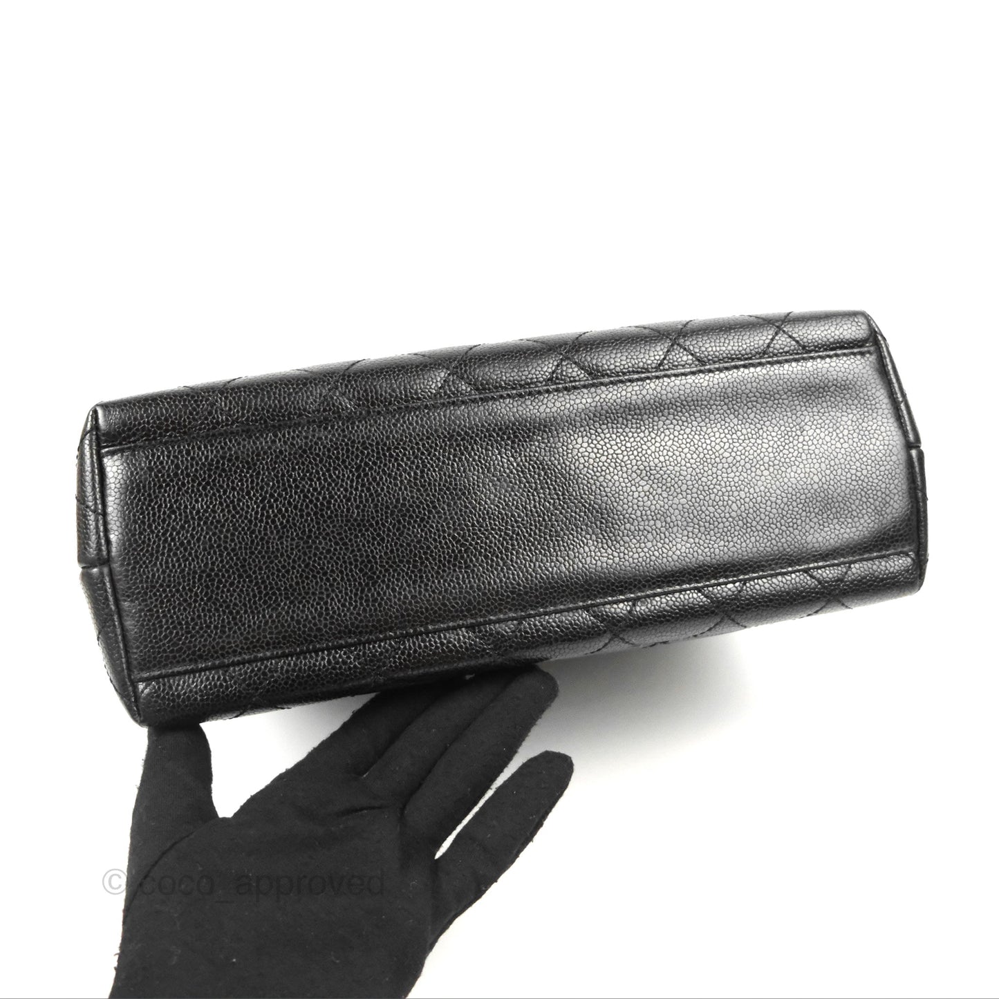 Chanel Vintage Kelly Quilted Flap Black Caviar 24K Gold Hardware
