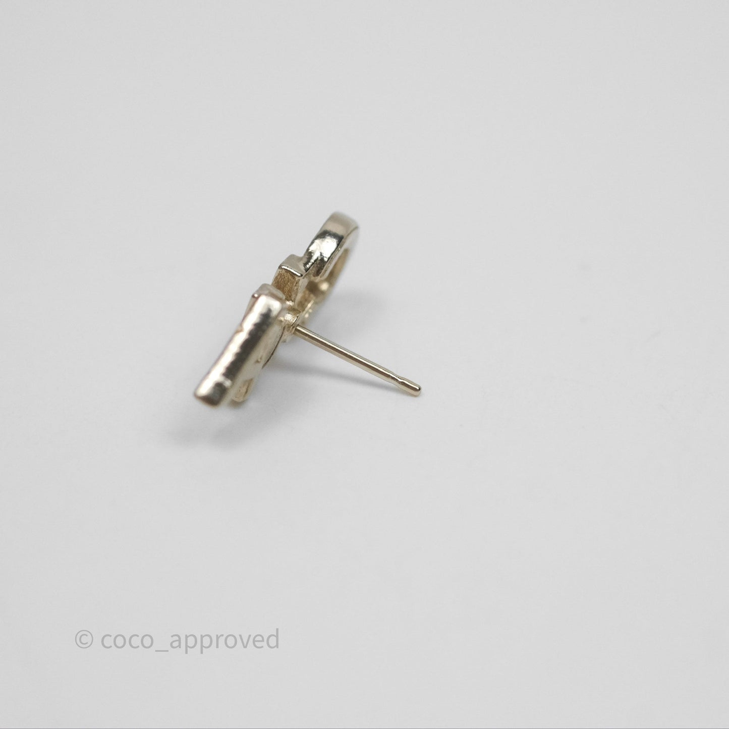 Chanel Logo CHA-NEL Crystal Earrings Gold Tone 20B