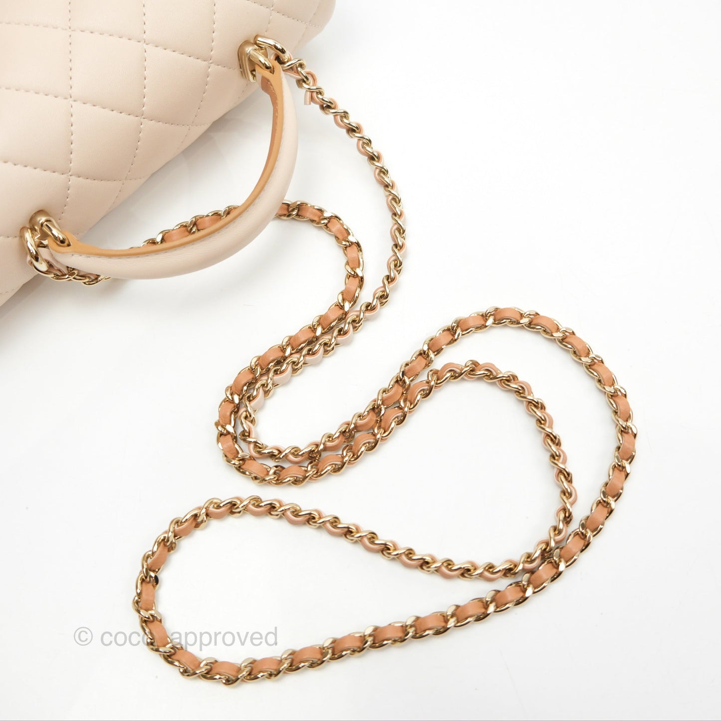 Chanel Top Handle Mini Rectangular Flap Bag Ecru/Beige Lambskin Gold Hardware 23P