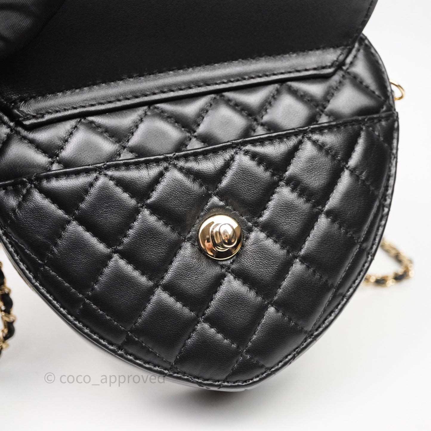 Chanel Large Heart Bag Black Lambskin Gold Hardware 22S