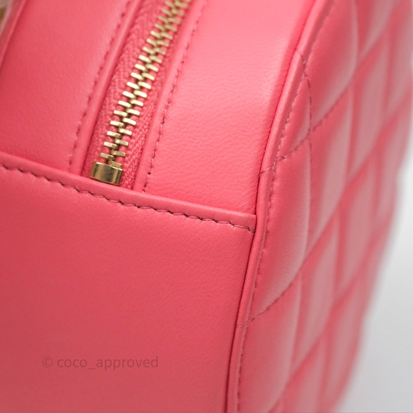 Chanel Quilted Pearl Crush Round Clutch With Chain Pink Lambskin Aged Gold Hardware