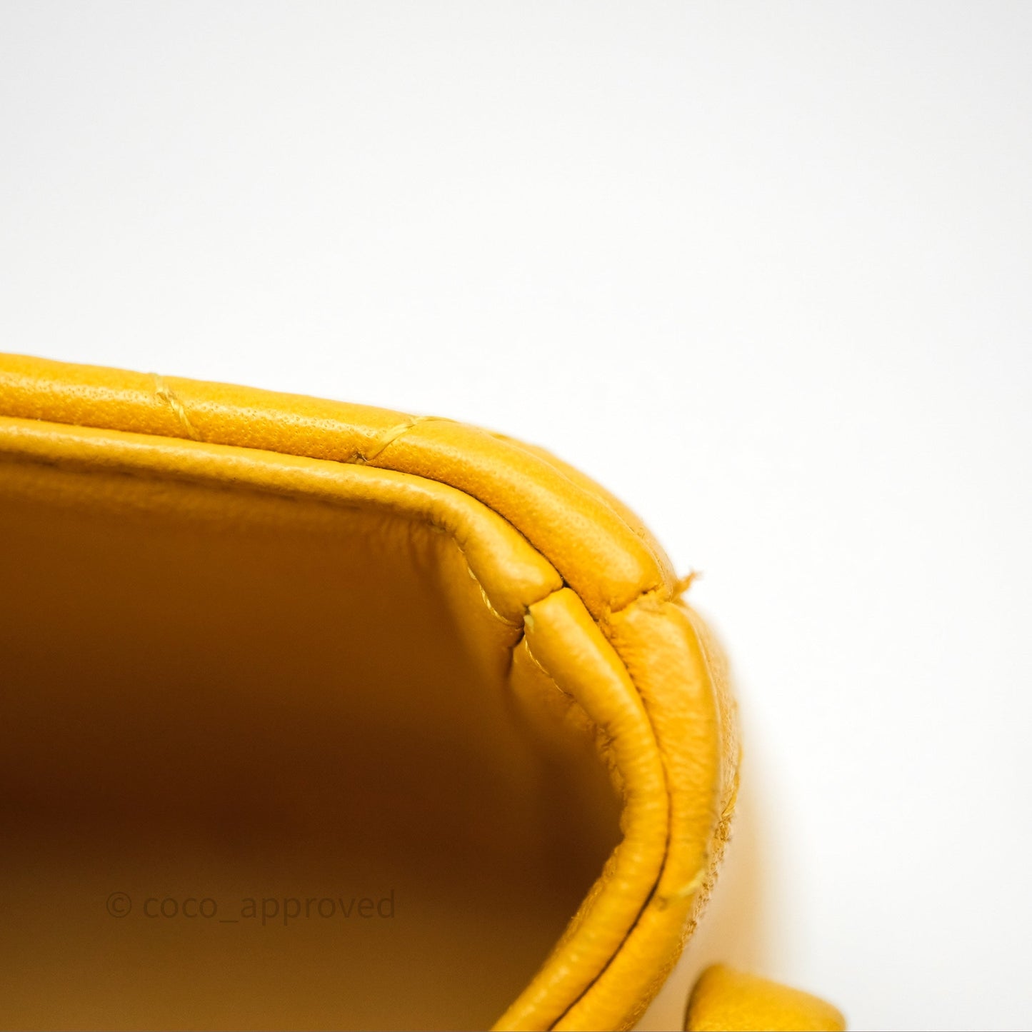 Chanel Mini Square Flap Quilted Yellow Lambskin Gold Hardware