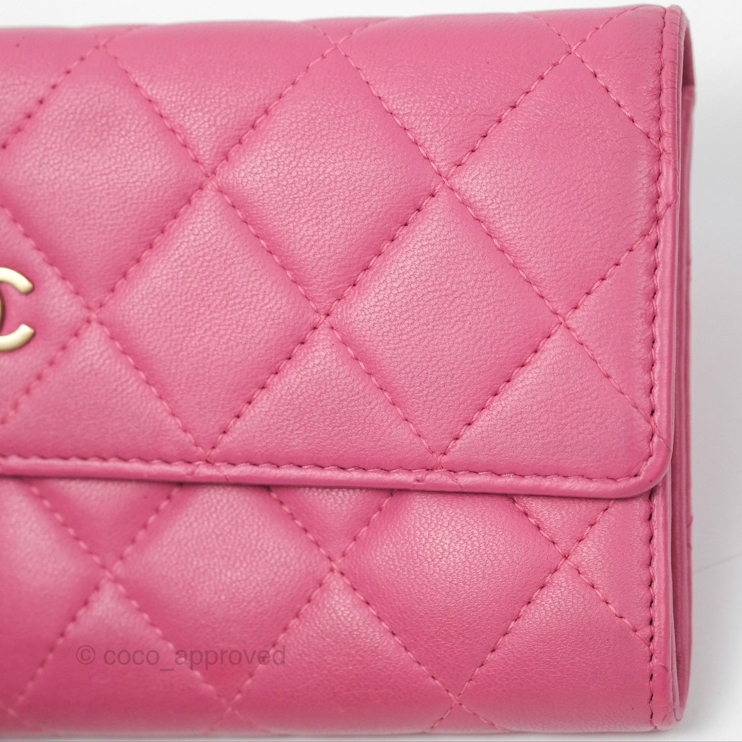 Chanel Classic Quilted Long Wallet Pink Lambskin Gold Hardware