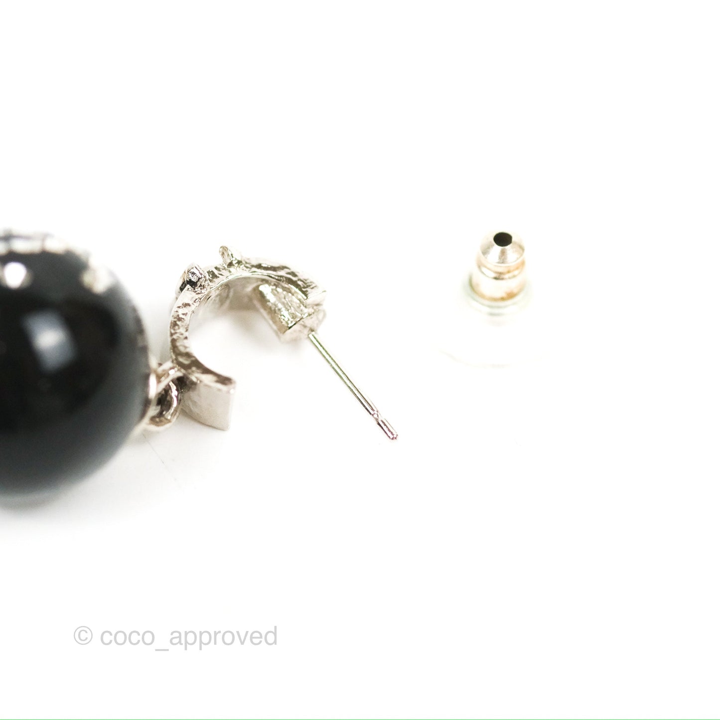 Chanel Resin Crystal CC Ball Drop Earrings Black