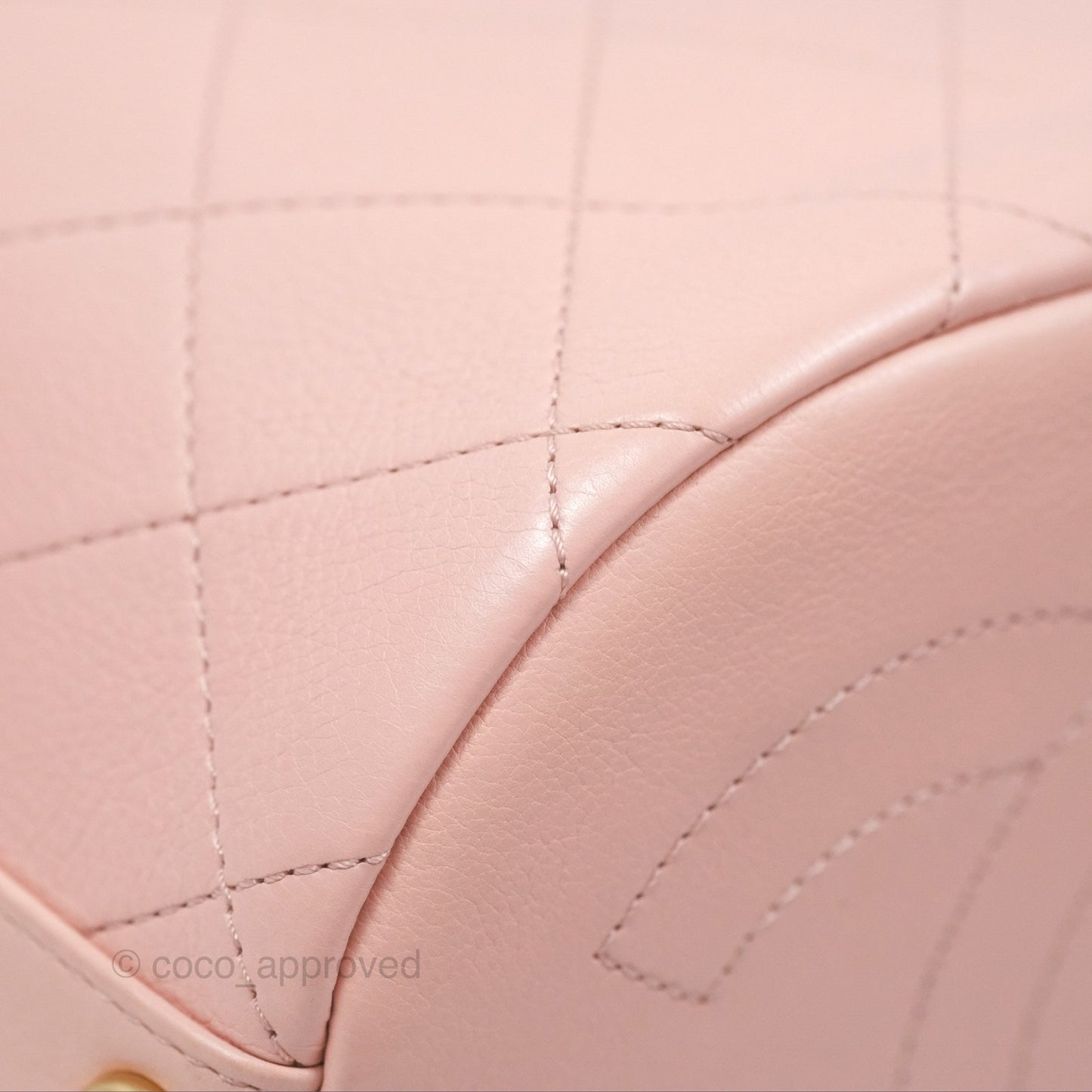 Chanel Quilted Top Handle Drawstring Bucket Bag Calfskin Tweed Pink Aged Gold Hardware
