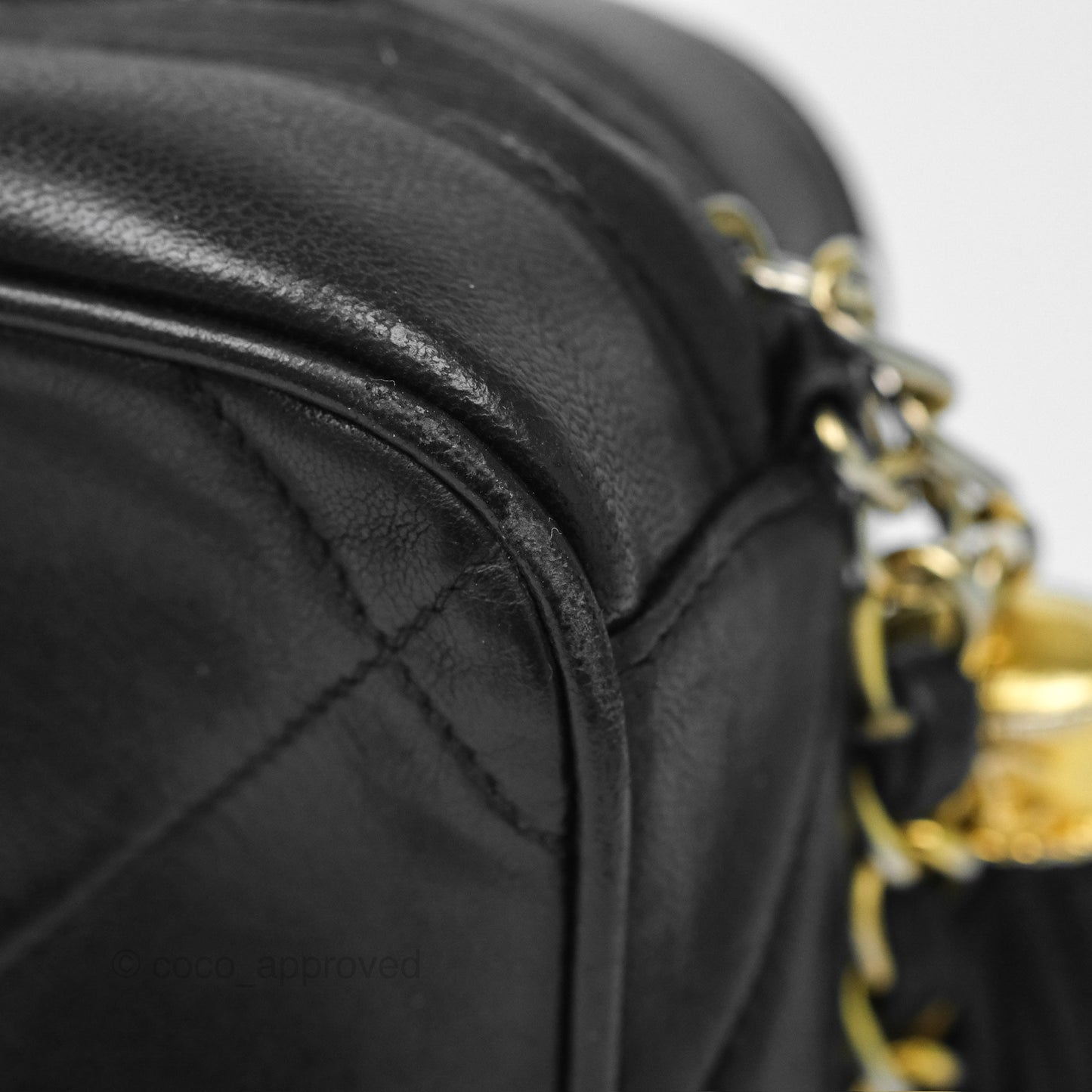 Chanel Vintage Small Camera Bag Black Lambskin Gold Hardware