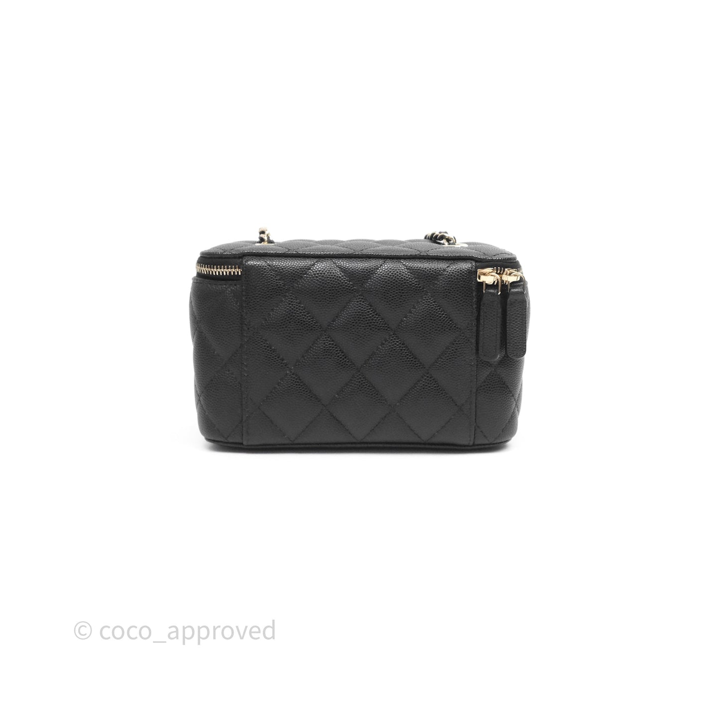 Chanel Vanity Rectangular With Chain Black Caviar Gold Hardware