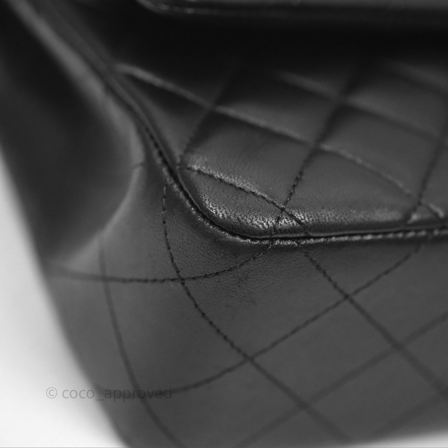 Chanel Classic M/L Medium Flap Quilted Black Lambskin Silver Hardware