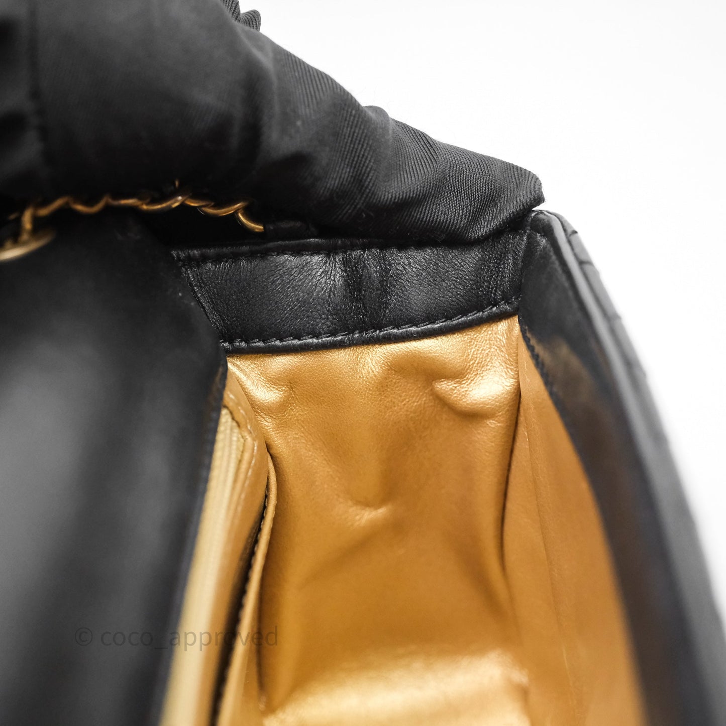 Chanel Pearl Crush Mini Square Quilted Black Lambskin Aged Gold Hardware