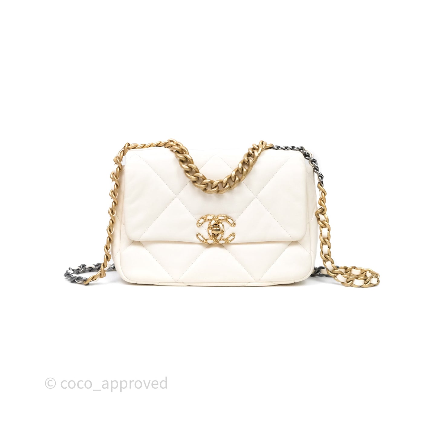 Chanel 19 Small Ivory White Mixed Hardware