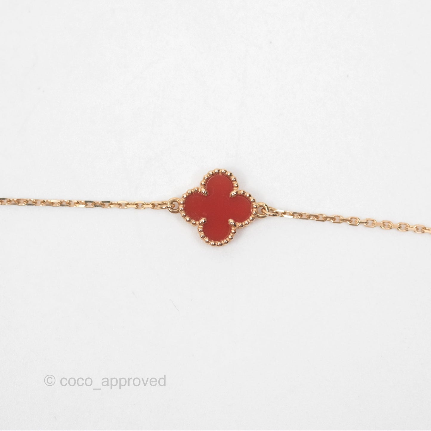 Van Cleef & Arpels Sweet Alhambra Bracelet Rose Gold Red Carnelian