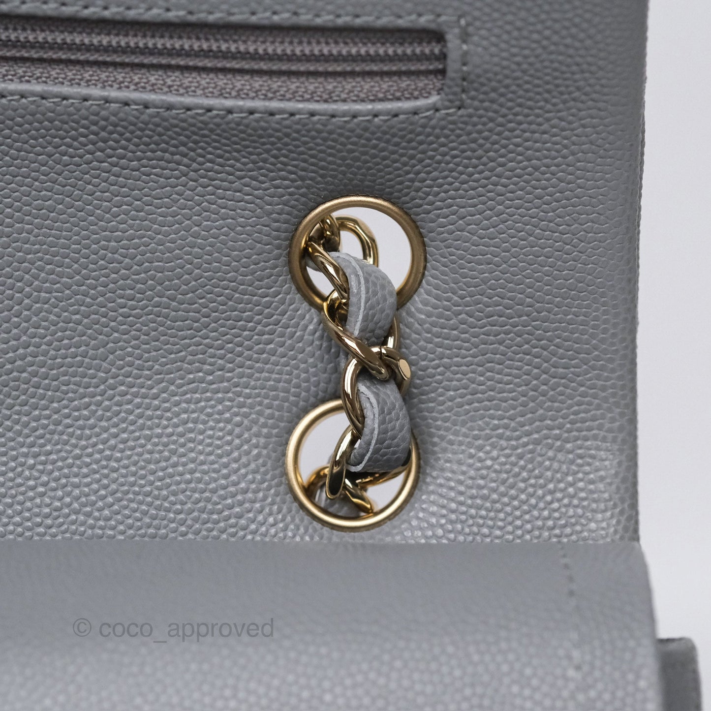 Chanel Classic M/L Medium Flap Quilted Grey Caviar Gold Hardware