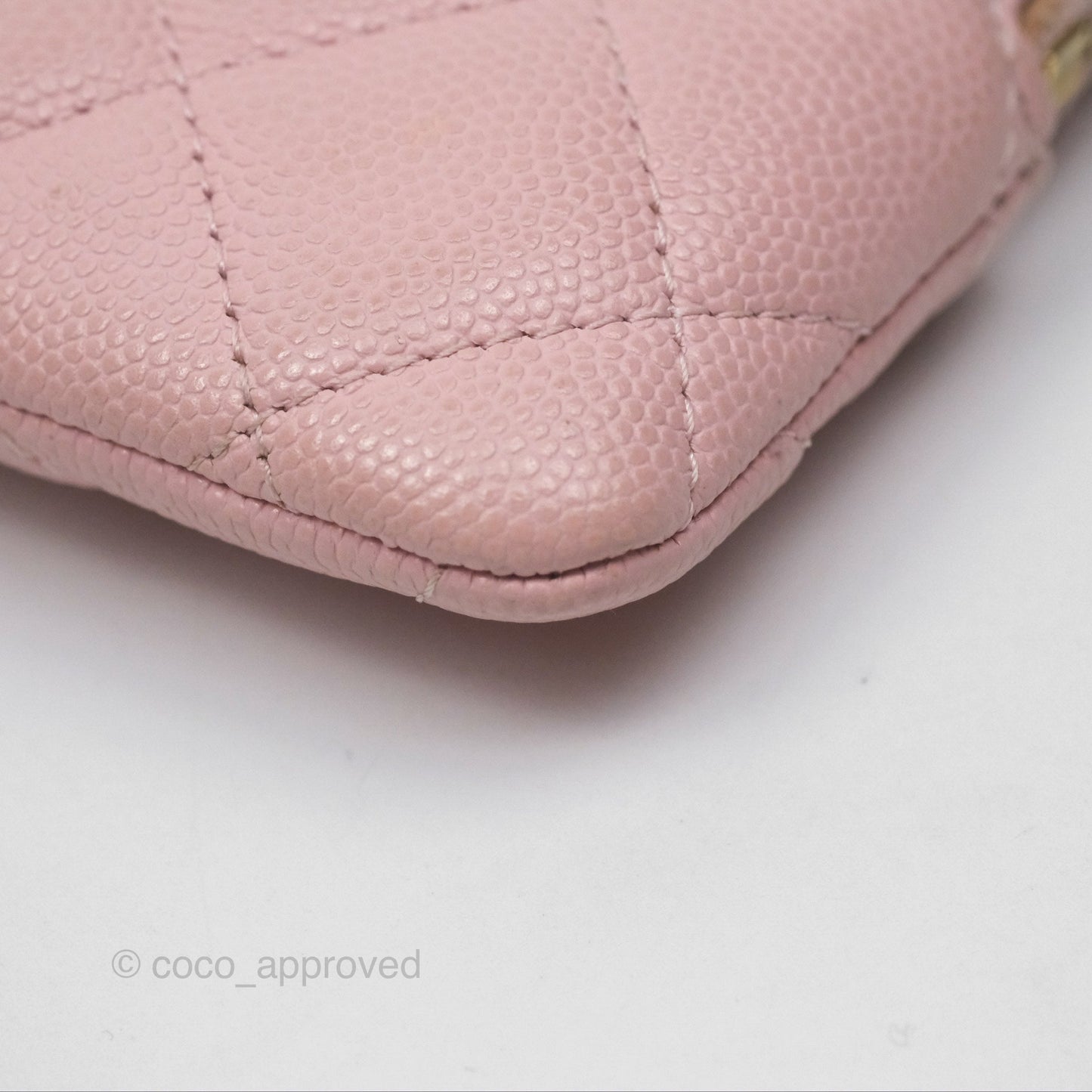 Chanel Quilted Classic Zip Card Holder Wallet Pink Caviar Gold Hardware