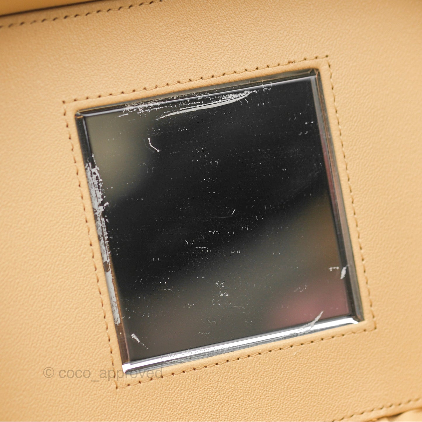 Chanel Small Quilted Top Handle Vanity Case Beige Lambskin Gold Hardware