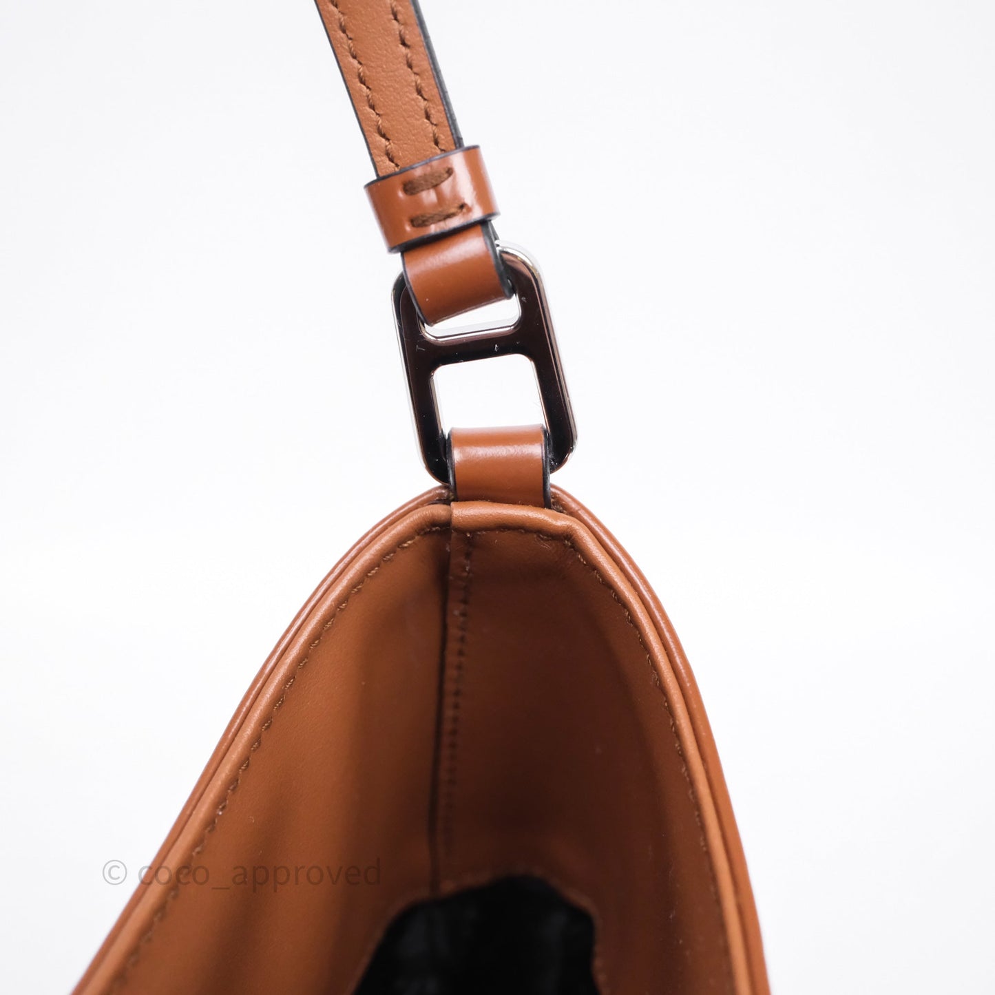 Prada Cleo Brushed Leather Shoulder Bag Brown